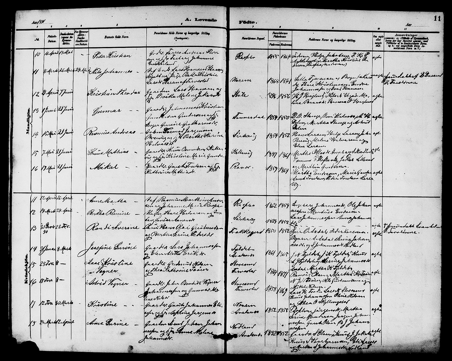 Haugesund sokneprestkontor, AV/SAST-A -101863/H/Ha/Hab/L0004: Parish register (copy) no. B 4, 1889-1905, p. 11