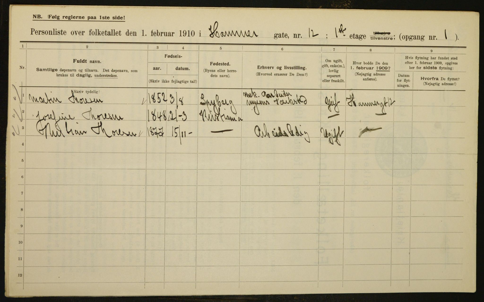 OBA, Municipal Census 1910 for Kristiania, 1910, p. 32224