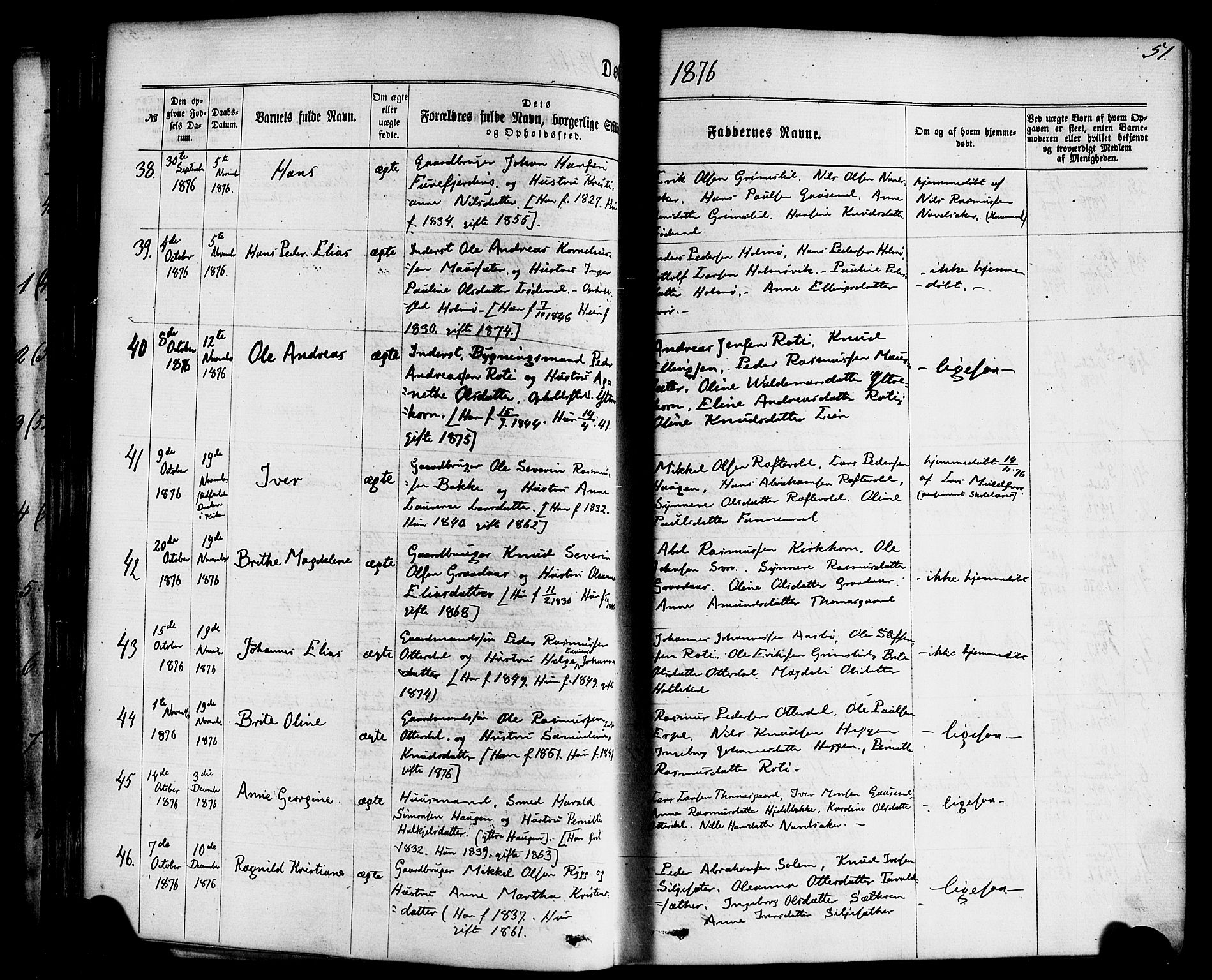 Hornindal sokneprestembete, AV/SAB-A-82401/H/Haa/Haaa/L0002: Parish register (official) no. A 2, 1867-1884, p. 51