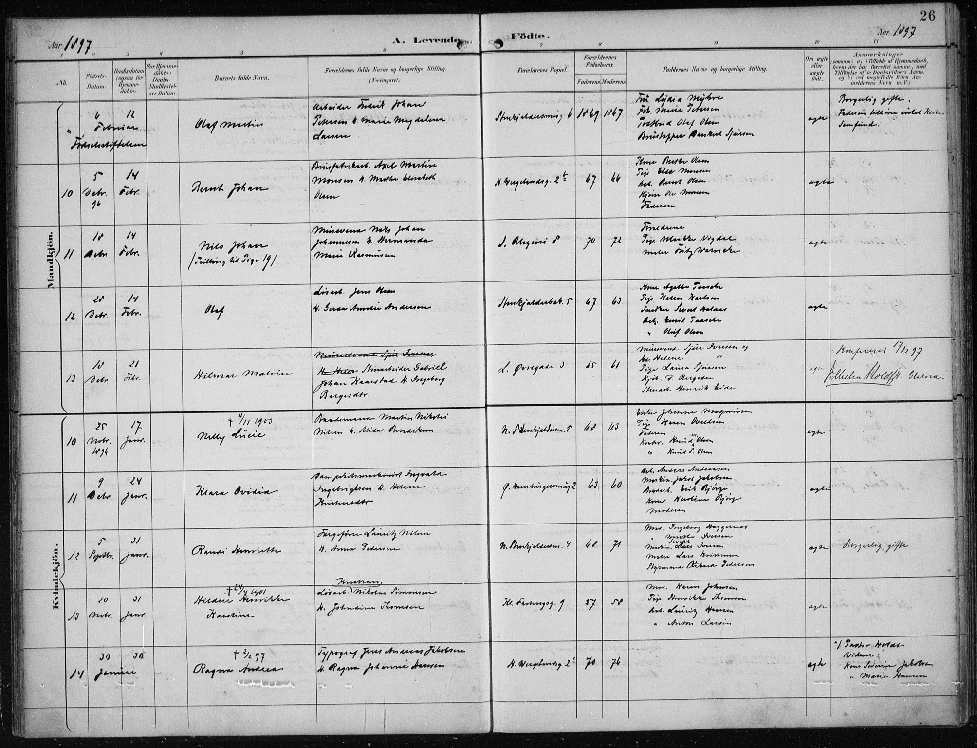 Korskirken sokneprestembete, AV/SAB-A-76101/H/Hab: Parish register (copy) no. B 10, 1896-1905, p. 26