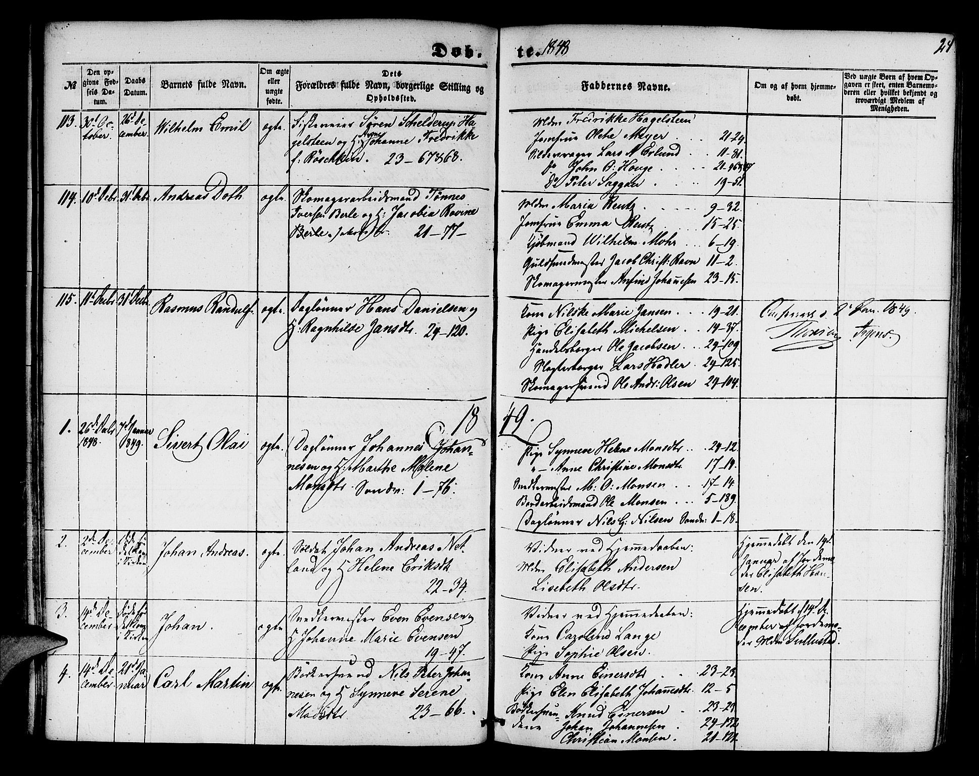 Korskirken sokneprestembete, SAB/A-76101/H/Hab: Parish register (copy) no. B 2, 1847-1853, p. 24