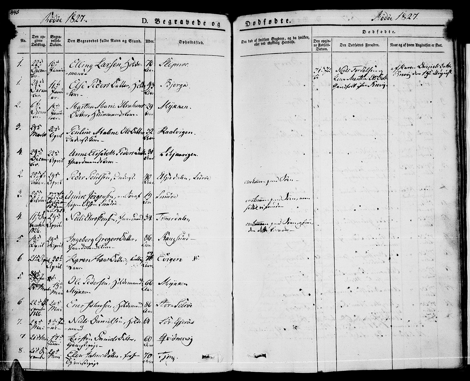 Ministerialprotokoller, klokkerbøker og fødselsregistre - Nordland, SAT/A-1459/841/L0600: Parish register (official) no. 841A07 /1, 1825-1844, p. 445