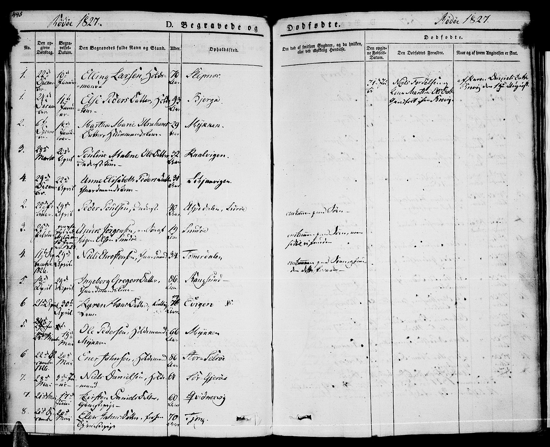 Ministerialprotokoller, klokkerbøker og fødselsregistre - Nordland, AV/SAT-A-1459/841/L0600: Parish register (official) no. 841A07 /1, 1825-1844, p. 445