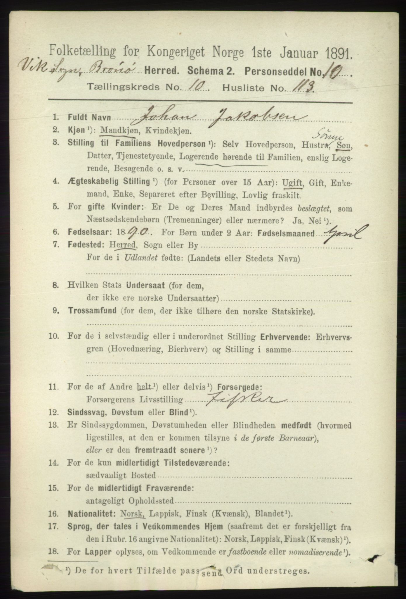 RA, 1891 census for 1814 Brønnøy, 1891, p. 6493