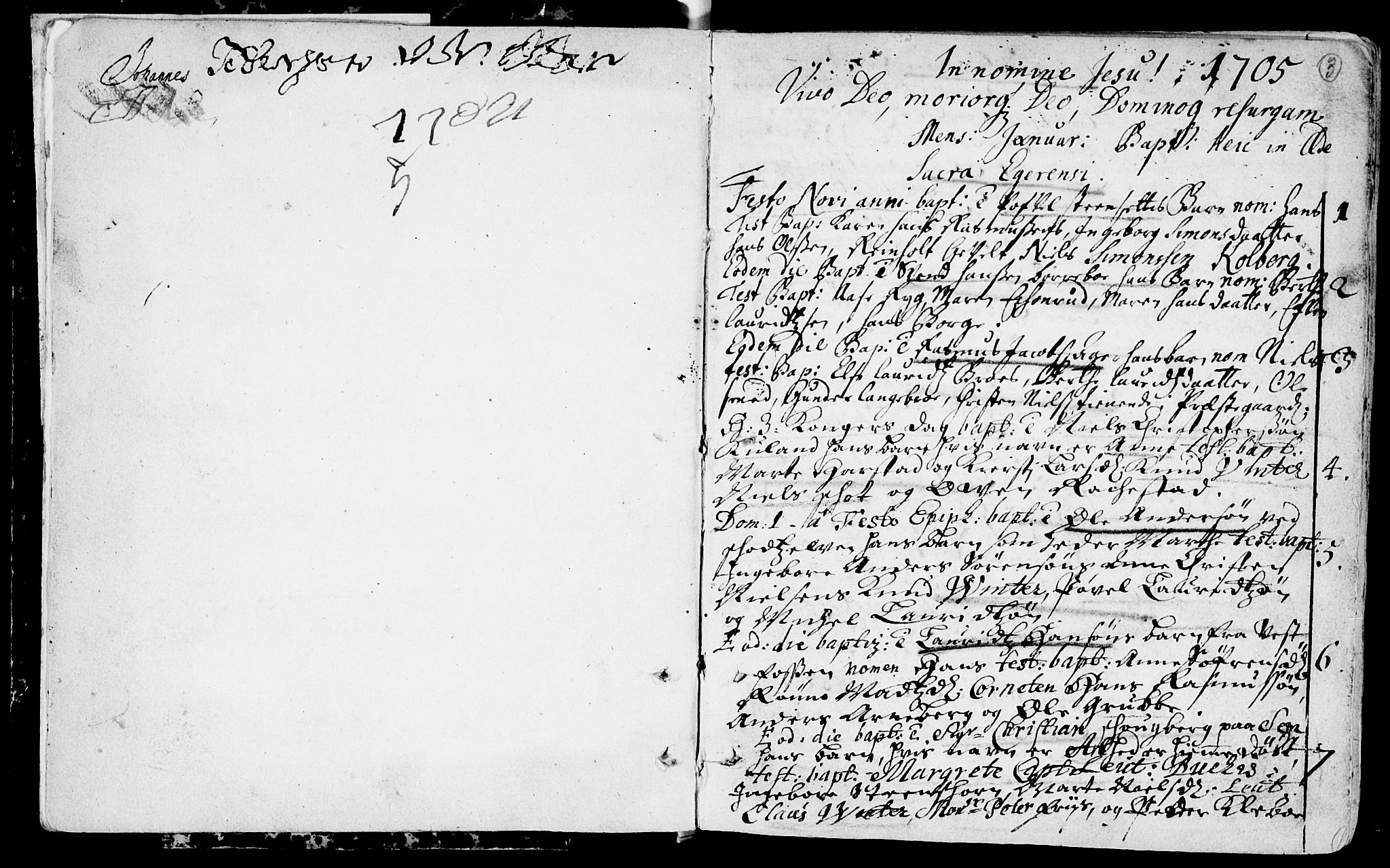 Eiker kirkebøker, SAKO/A-4/F/Fa/L0002: Parish register (official) no. I 2, 1705-1724, p. 3