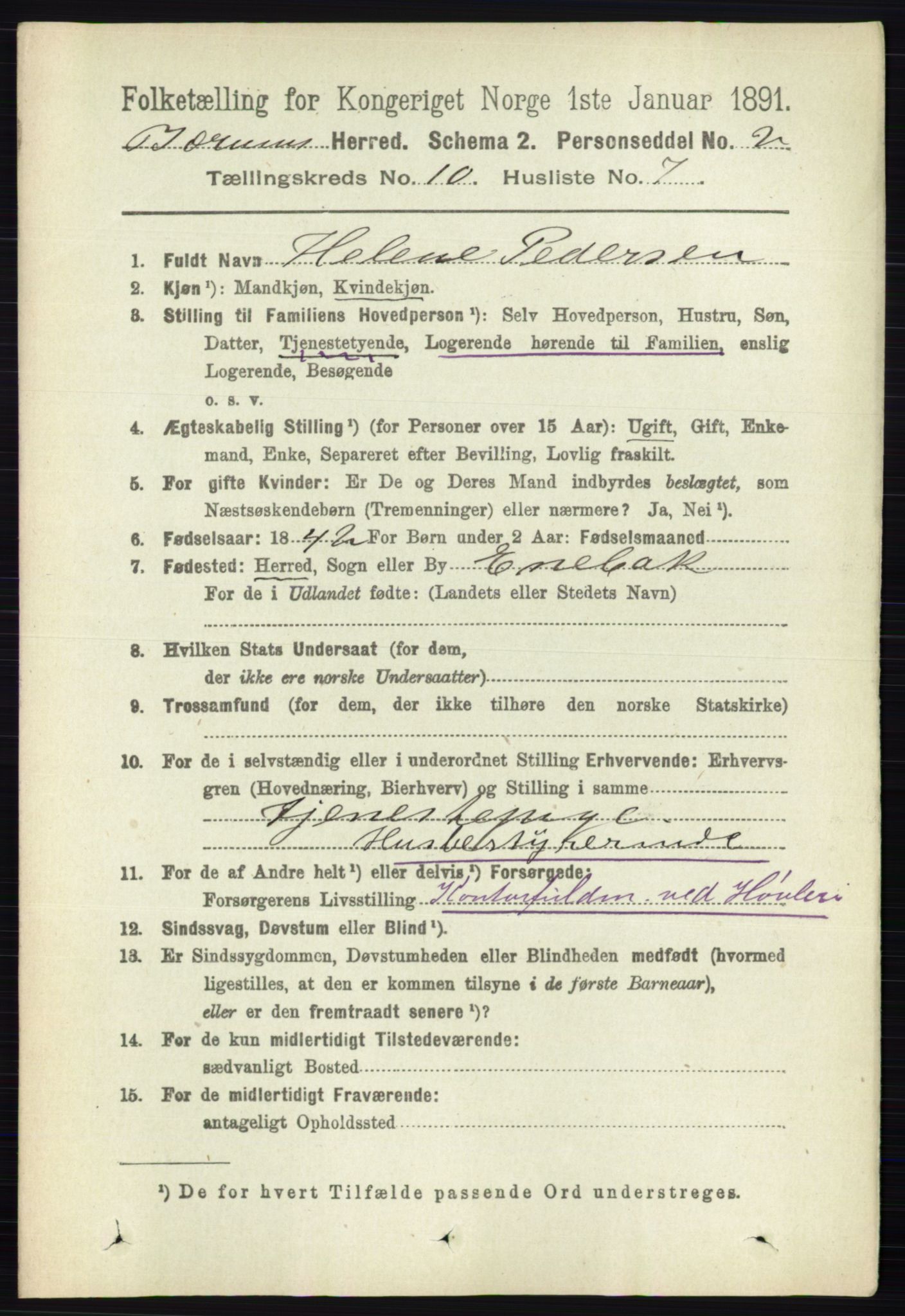 RA, 1891 census for 0219 Bærum, 1891, p. 6403