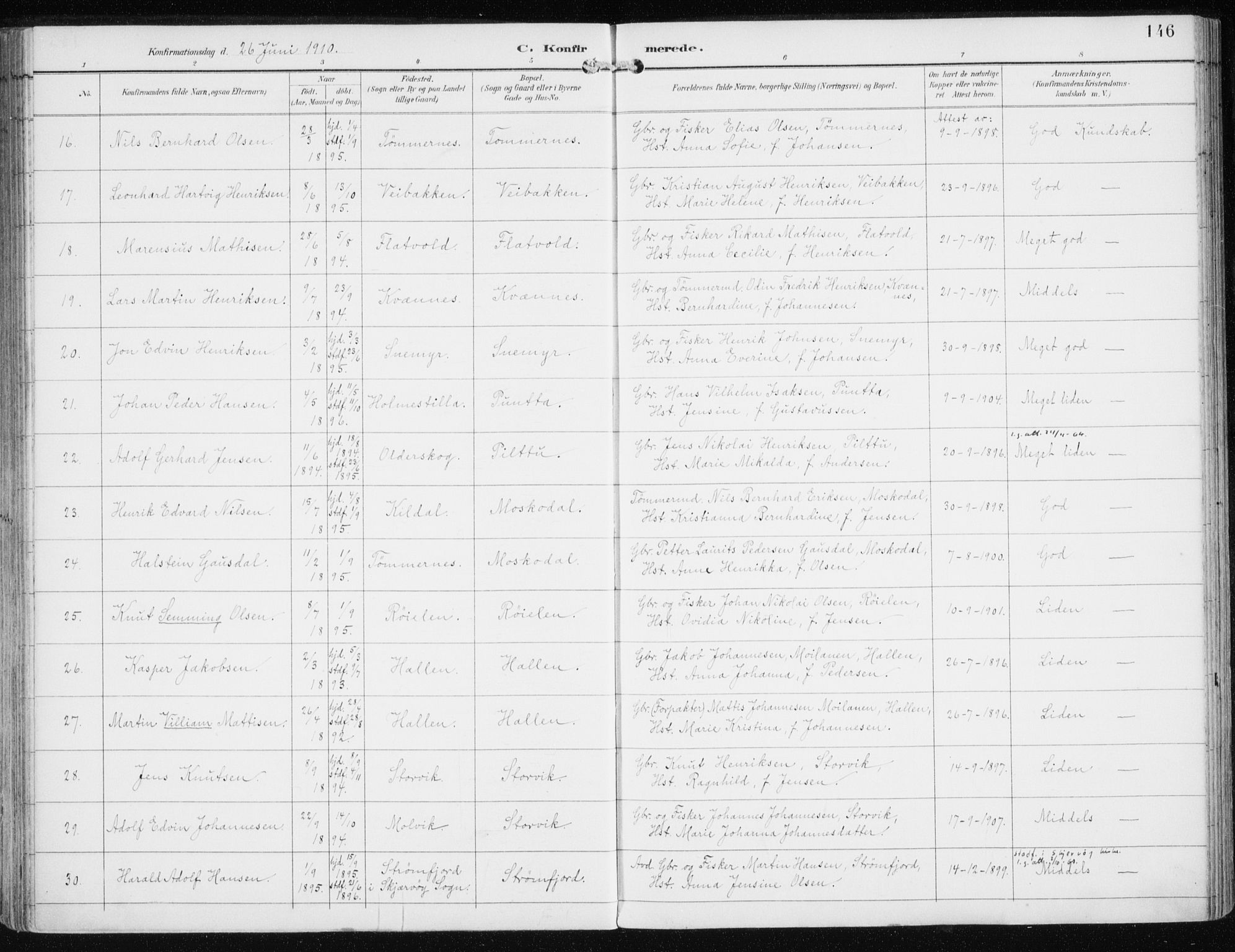 Skjervøy sokneprestkontor, SATØ/S-1300/H/Ha/Haa/L0017kirke: Parish register (official) no. 17, 1895-1911, p. 146