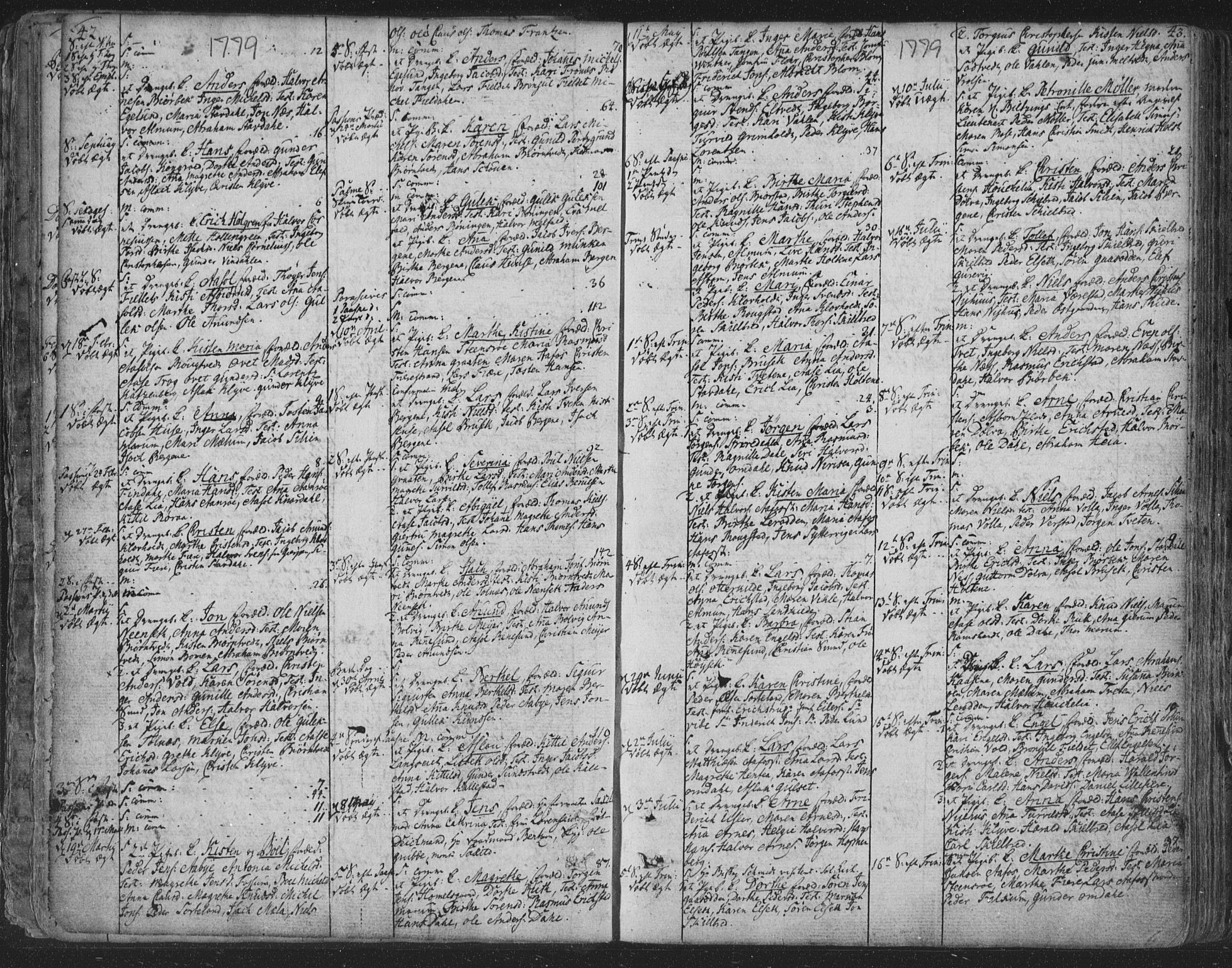 Solum kirkebøker, SAKO/A-306/F/Fa/L0003: Parish register (official) no. I 3, 1761-1814, p. 42-43
