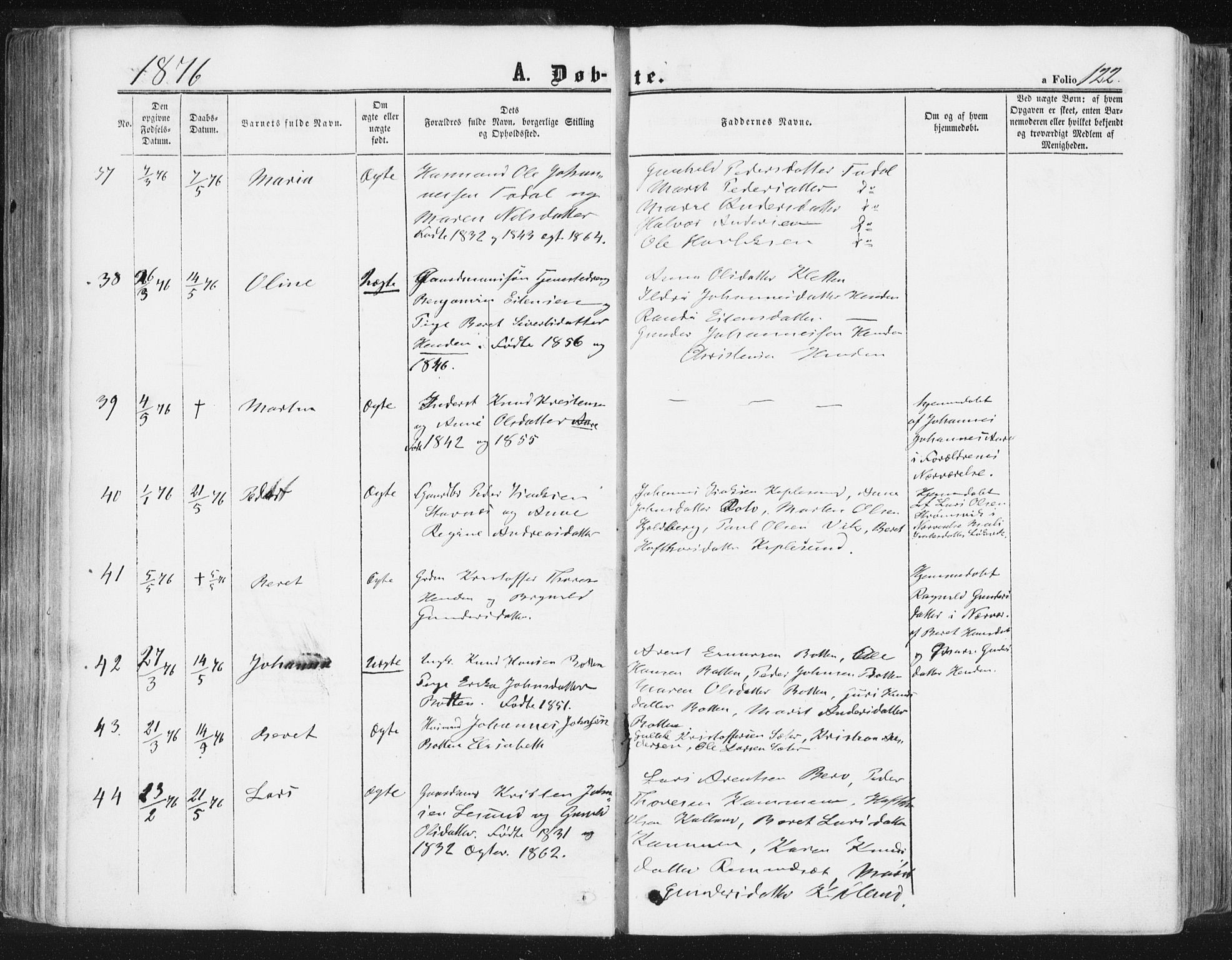 Ministerialprotokoller, klokkerbøker og fødselsregistre - Møre og Romsdal, AV/SAT-A-1454/578/L0905: Parish register (official) no. 578A04, 1859-1877, p. 122