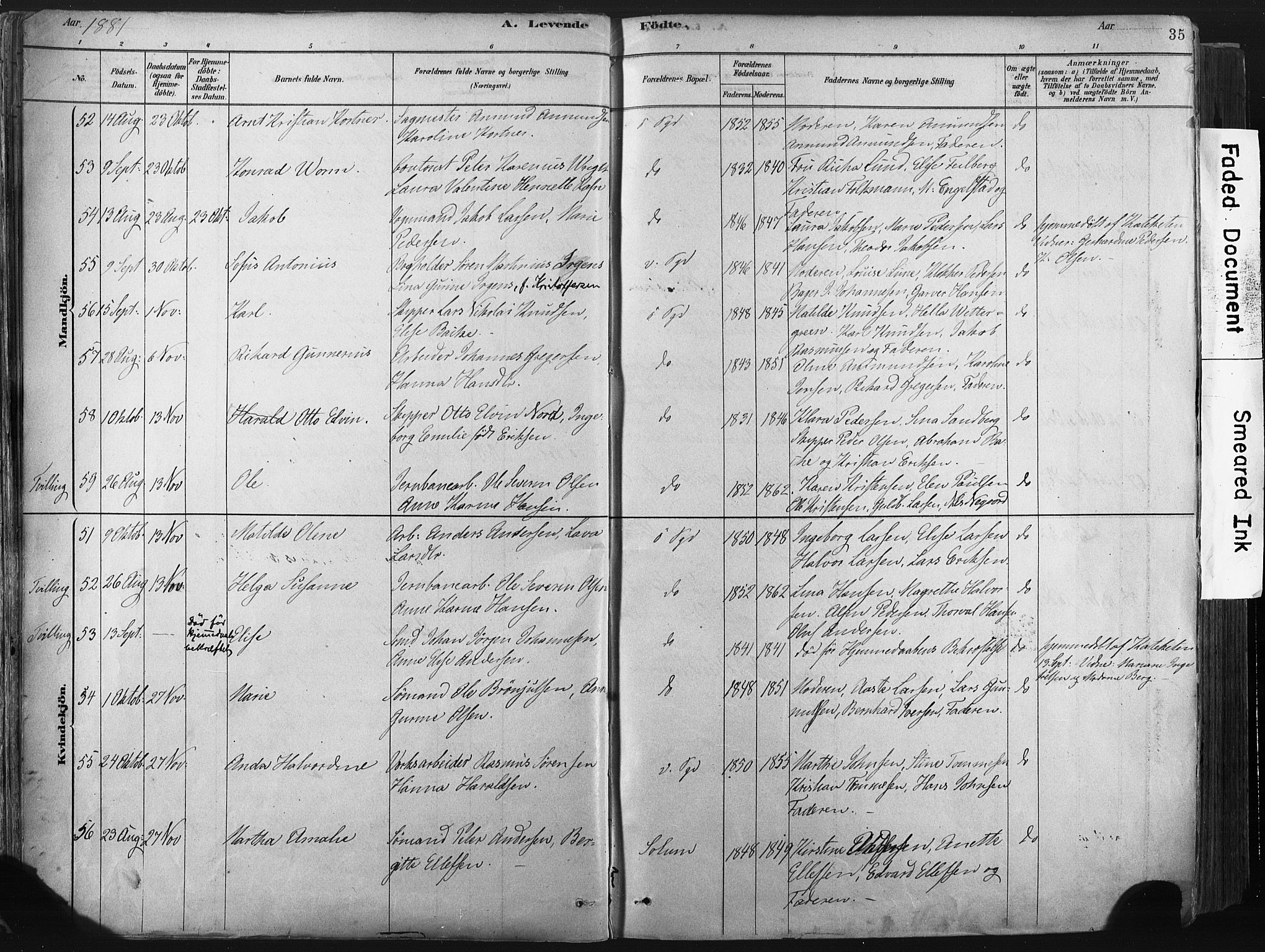 Porsgrunn kirkebøker , AV/SAKO-A-104/F/Fa/L0008: Parish register (official) no. 8, 1878-1895, p. 35