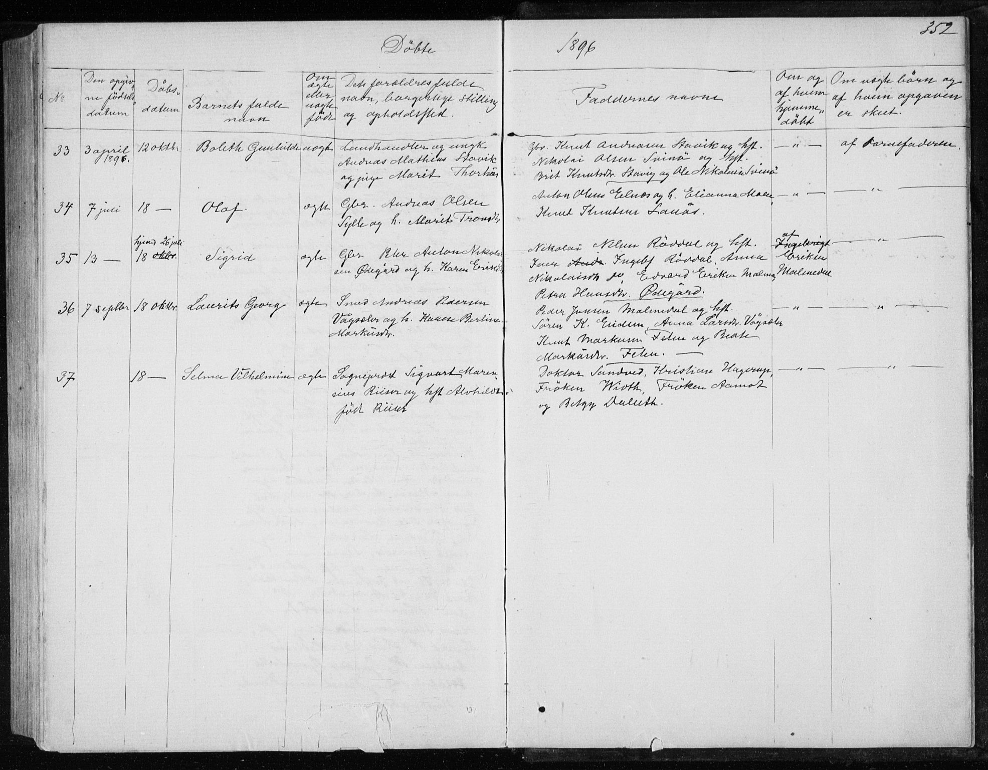 Ministerialprotokoller, klokkerbøker og fødselsregistre - Møre og Romsdal, AV/SAT-A-1454/565/L0754: Parish register (copy) no. 565C03, 1870-1896, p. 352