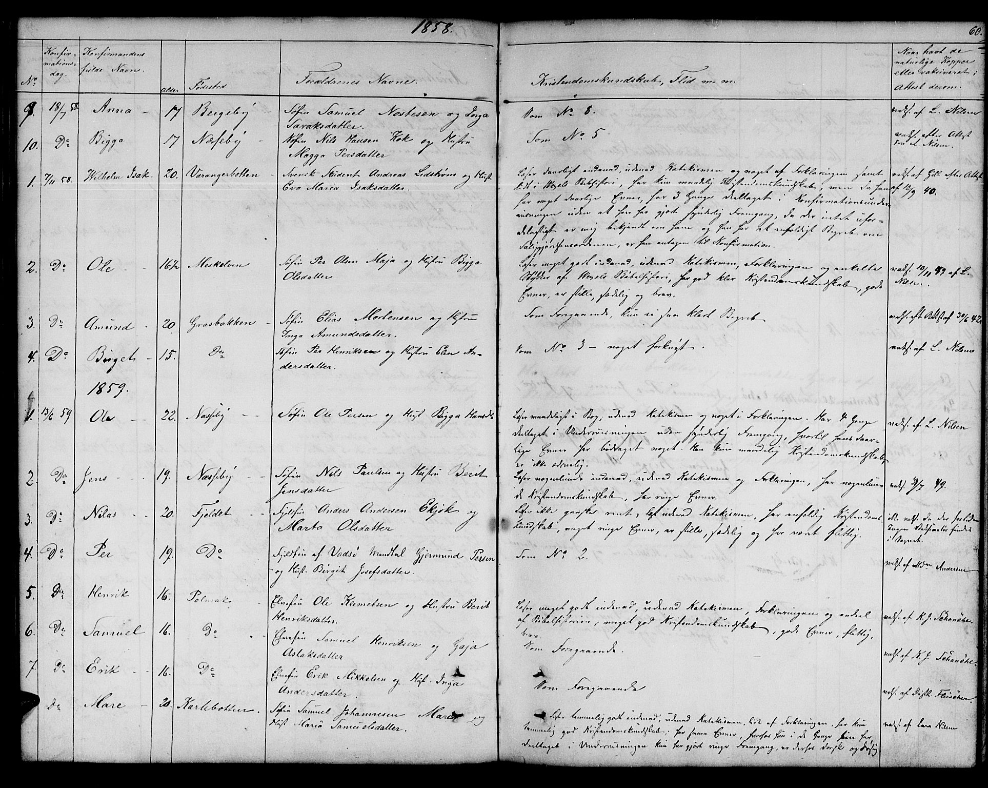 Nesseby sokneprestkontor, AV/SATØ-S-1330/H/Hb/L0001klokker: Parish register (copy) no. 1, 1844-1861, p. 60