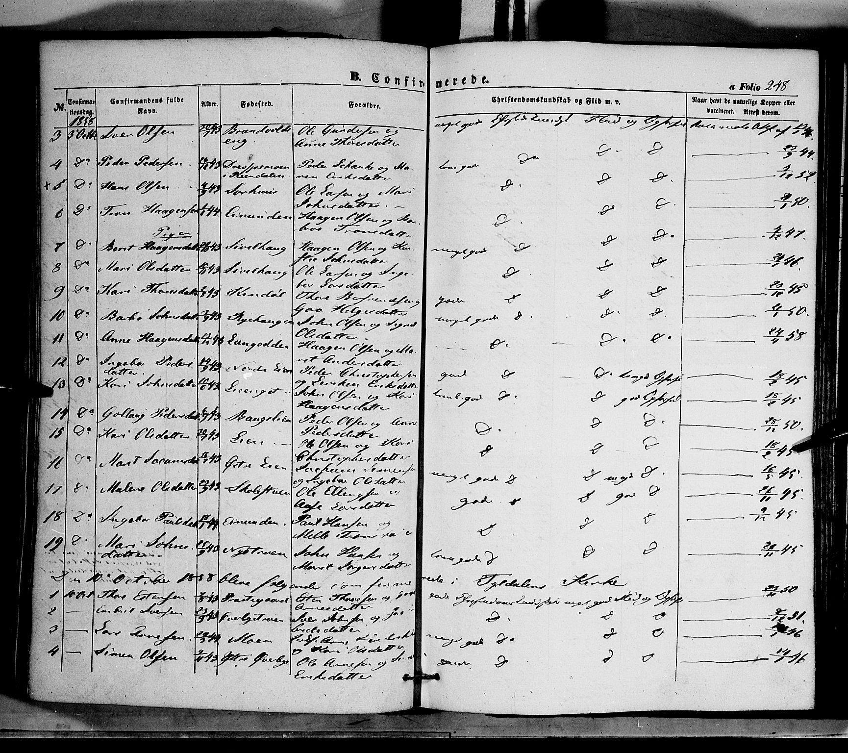 Tynset prestekontor, SAH/PREST-058/H/Ha/Haa/L0020: Parish register (official) no. 20, 1848-1862, p. 248