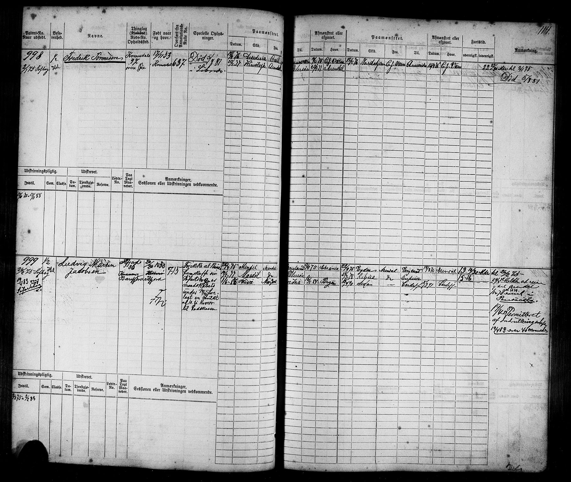 Flekkefjord mønstringskrets, AV/SAK-2031-0018/F/Fb/L0009: Hovedrulle nr 771-1533, Æ-6, 1868-1900, p. 117