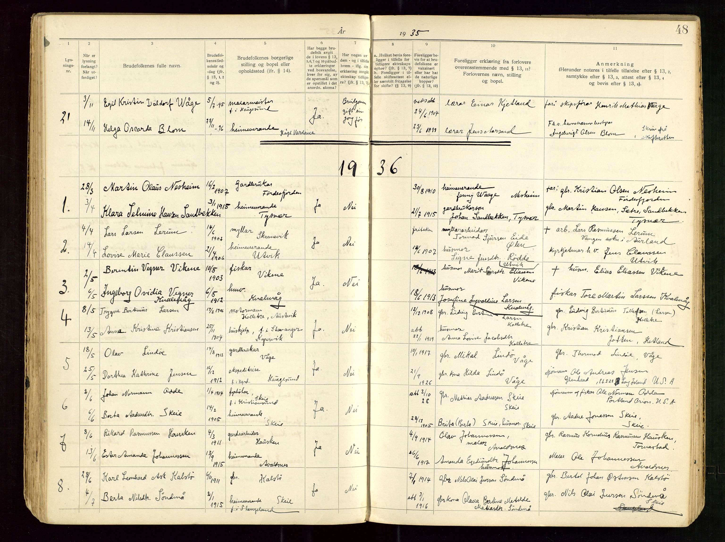 Banns register no. 5, 1919-1952, p. 48