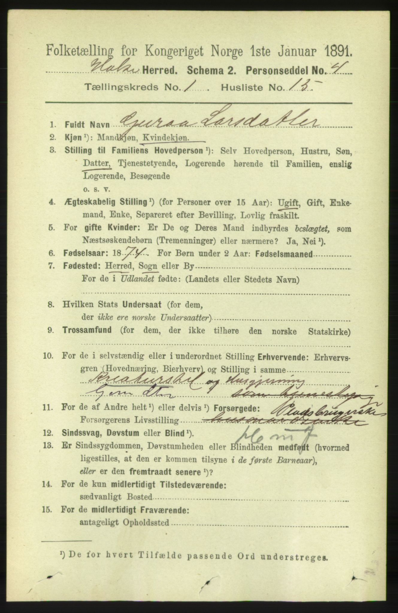 RA, 1891 census for 1571 Halsa, 1891, p. 166