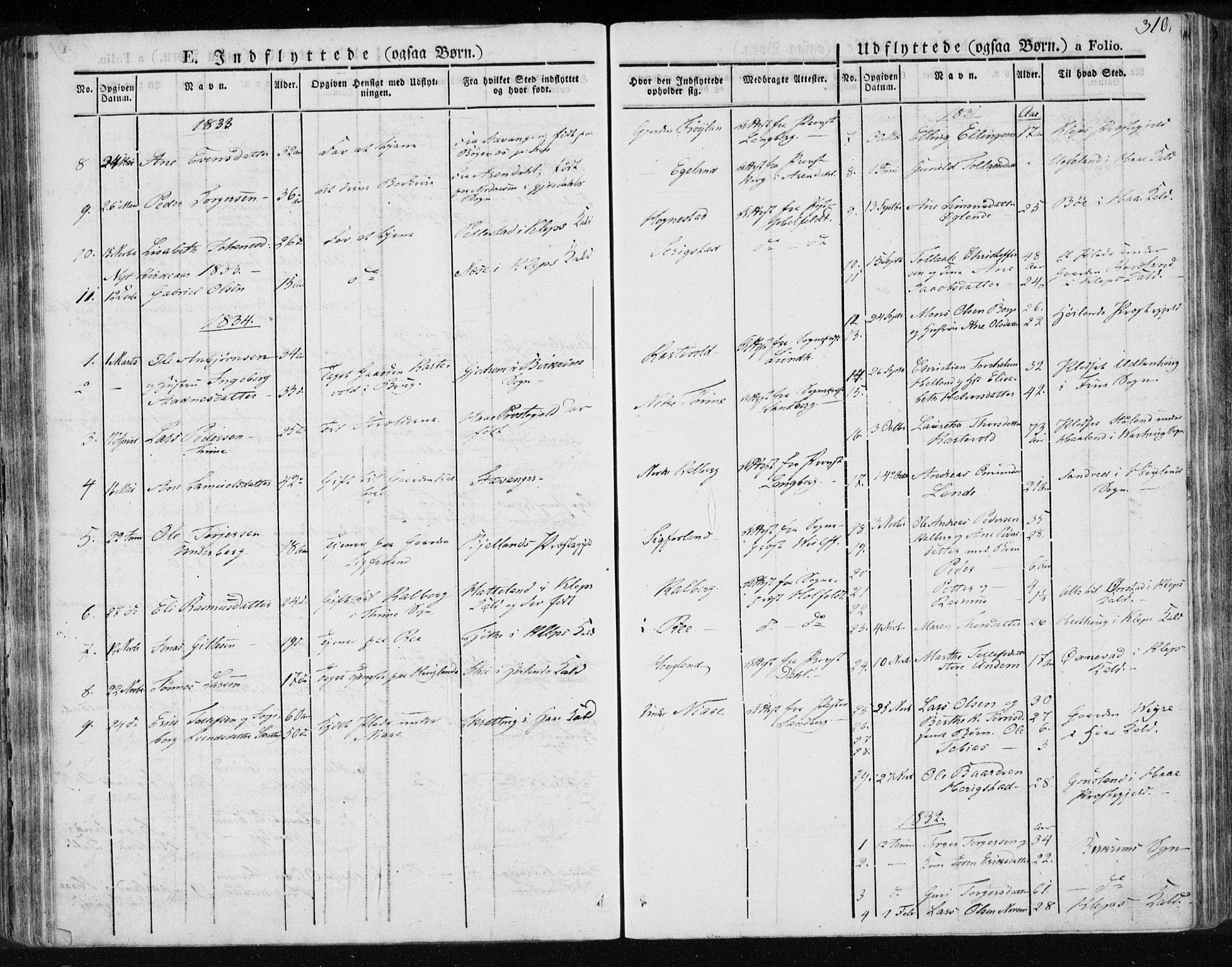 Lye sokneprestkontor, AV/SAST-A-101794/001/30BA/L0004: Parish register (official) no. A 4, 1826-1841, p. 310