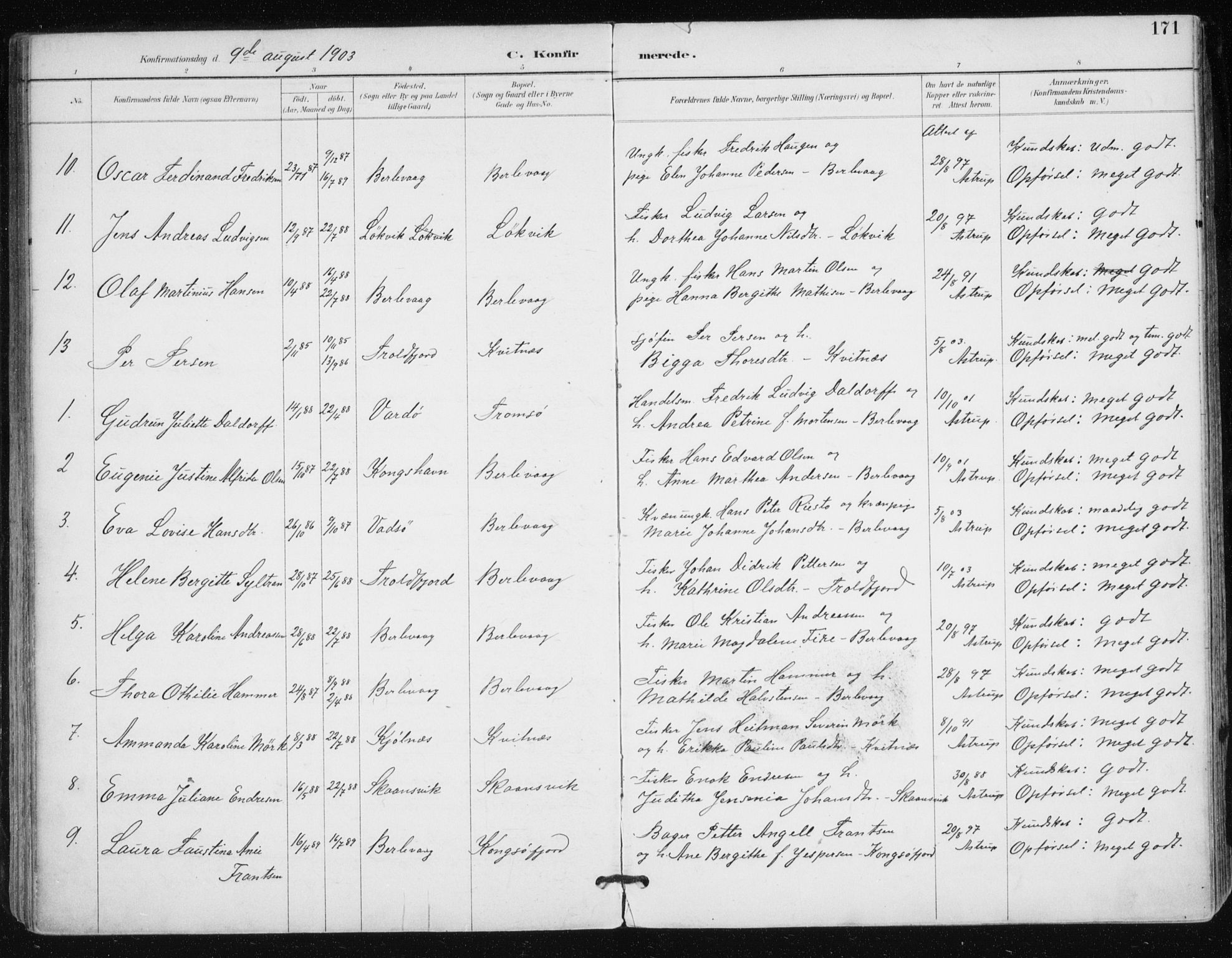 Tana sokneprestkontor, SATØ/S-1334/H/Ha/L0005kirke: Parish register (official) no. 5, 1891-1903, p. 171