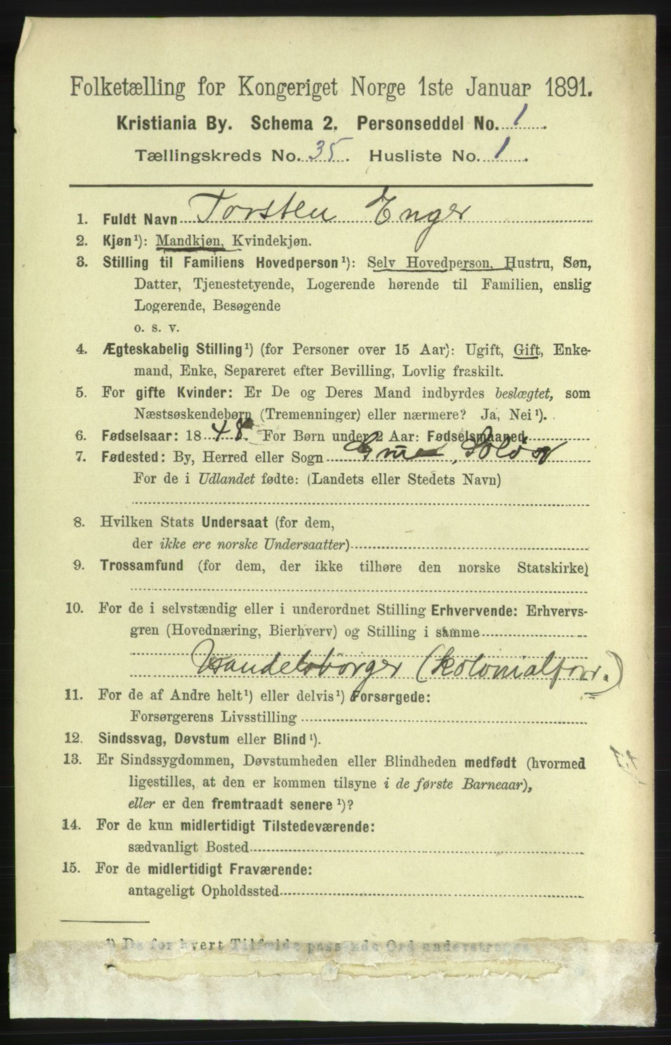 RA, 1891 census for 0301 Kristiania, 1891, p. 19231
