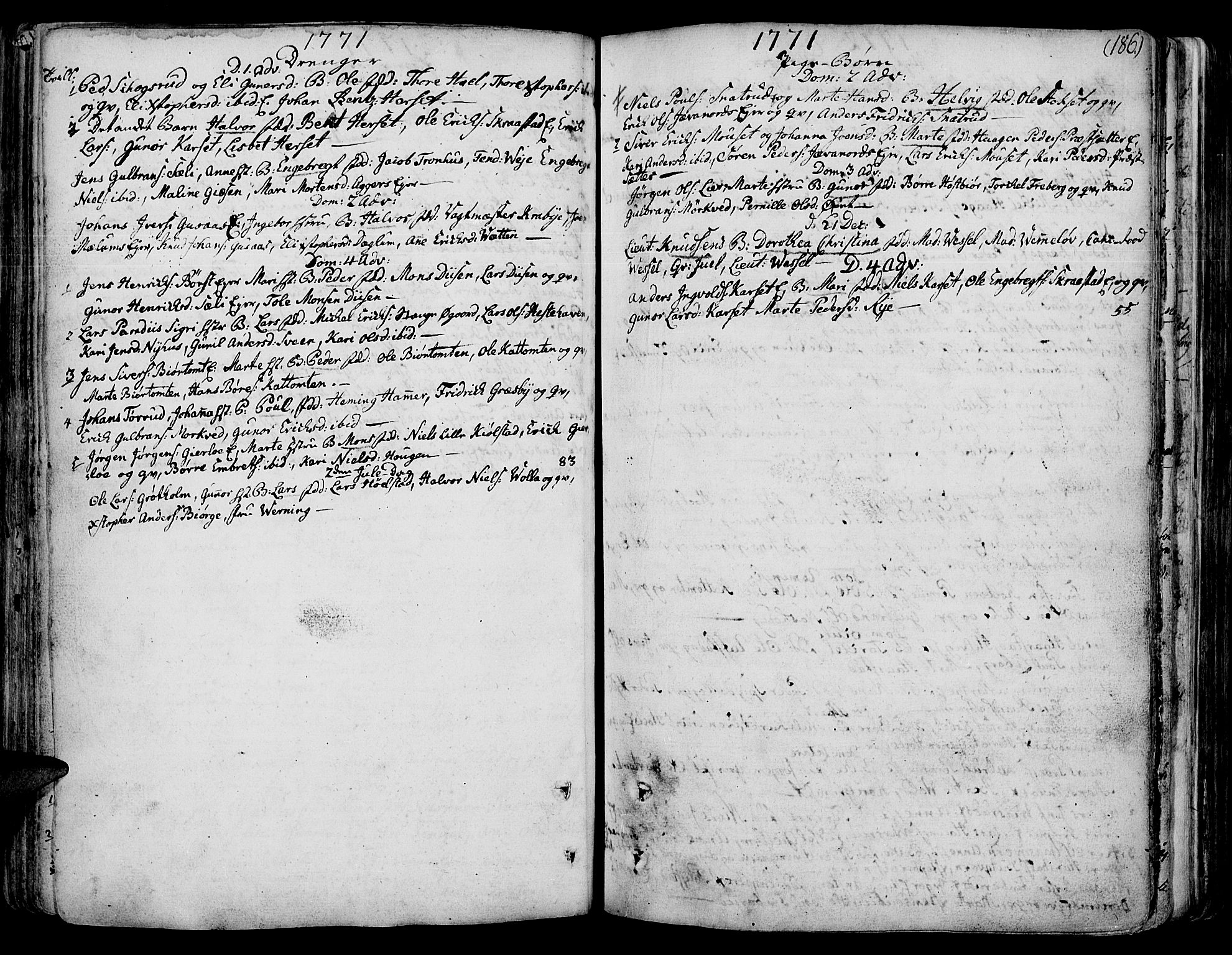 Vang prestekontor, Hedmark, AV/SAH-PREST-008/H/Ha/Haa/L0003: Parish register (official) no. 3, 1734-1809, p. 186