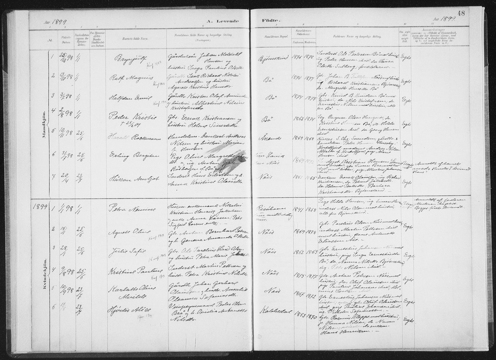 Ministerialprotokoller, klokkerbøker og fødselsregistre - Nordland, SAT/A-1459/898/L1422: Parish register (official) no. 898A02, 1887-1908, p. 48