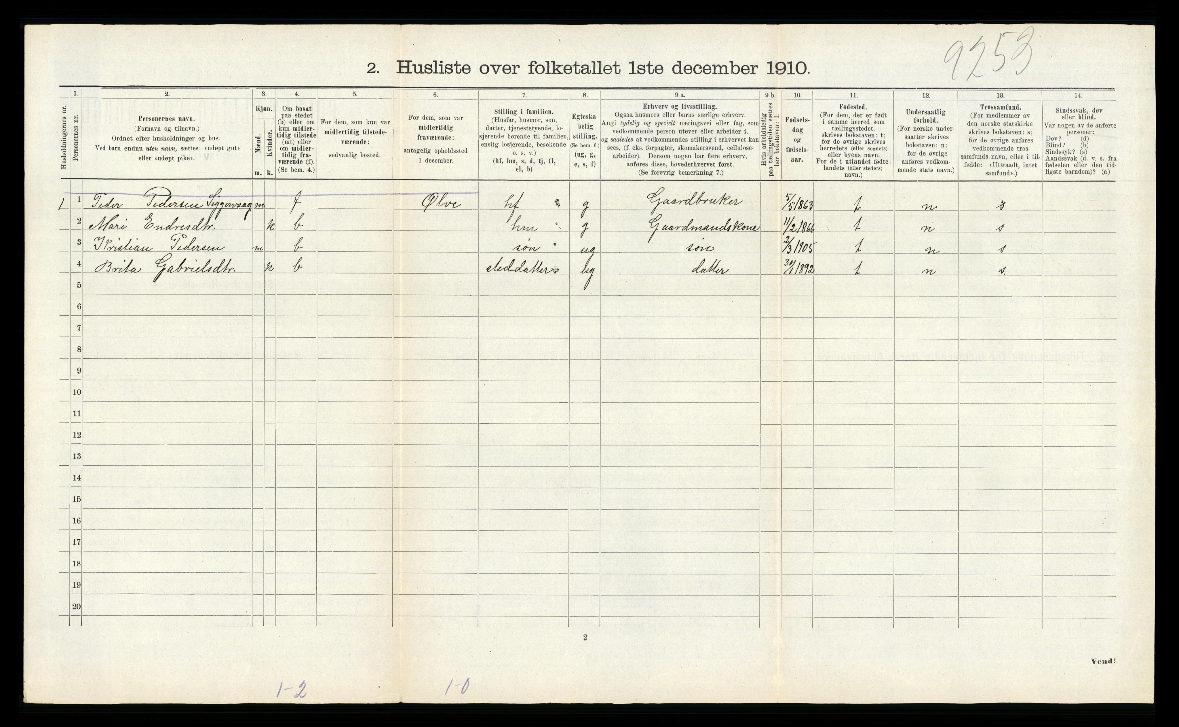 RA, 1910 census for Finnås, 1910, p. 1133