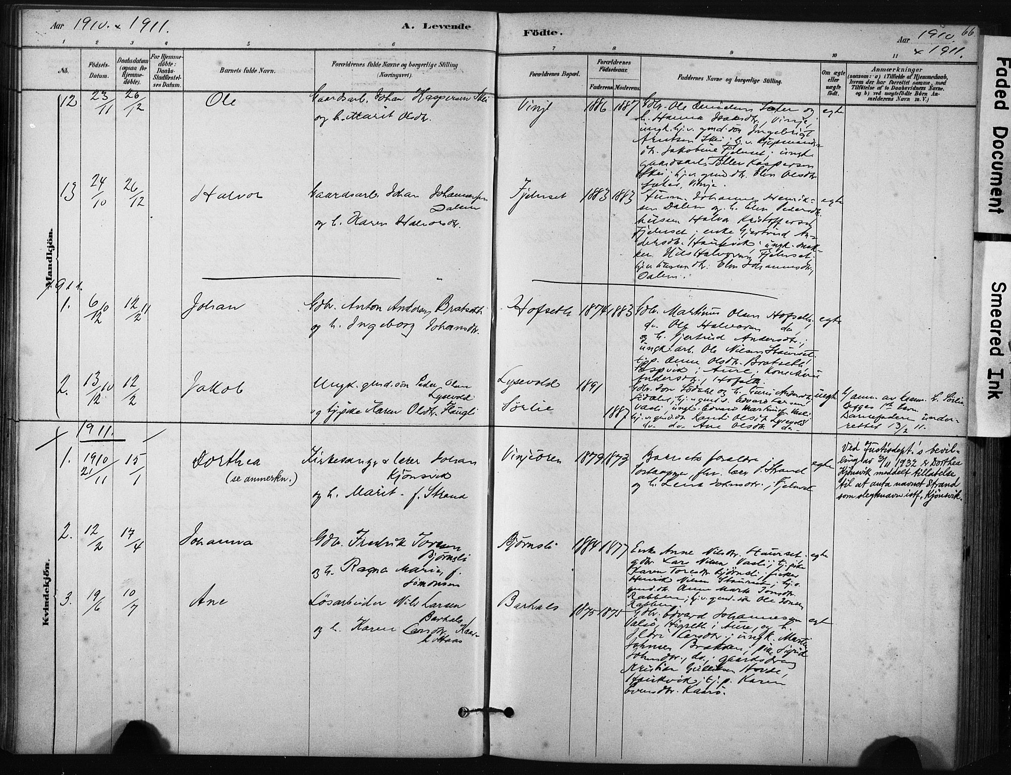 Ministerialprotokoller, klokkerbøker og fødselsregistre - Sør-Trøndelag, AV/SAT-A-1456/631/L0512: Parish register (official) no. 631A01, 1879-1912, p. 66