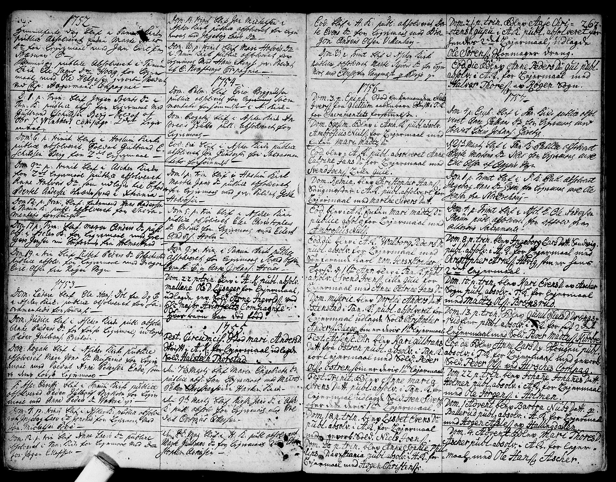 Asker prestekontor Kirkebøker, SAO/A-10256a/F/Fa/L0002: Parish register (official) no. I 2, 1733-1766, p. 267