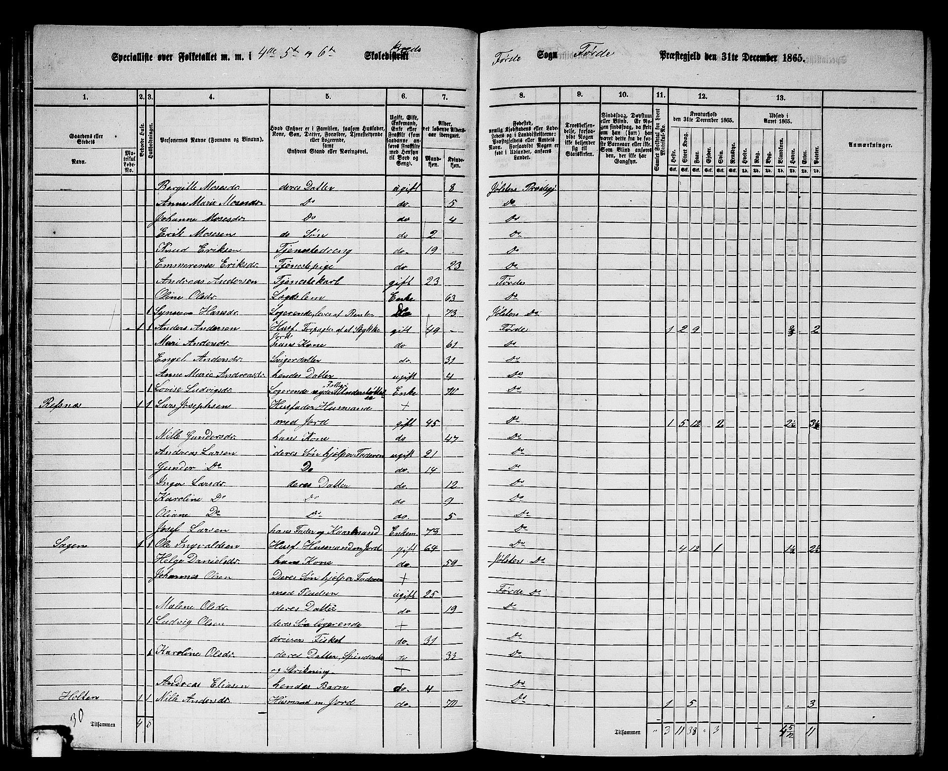 RA, 1865 census for Førde, 1865, p. 41