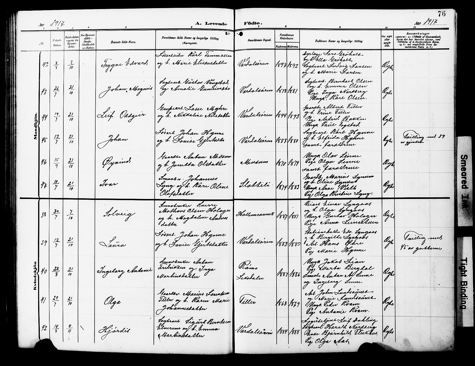 Ministerialprotokoller, klokkerbøker og fødselsregistre - Nord-Trøndelag, AV/SAT-A-1458/723/L0258: Parish register (copy) no. 723C06, 1908-1927, p. 76