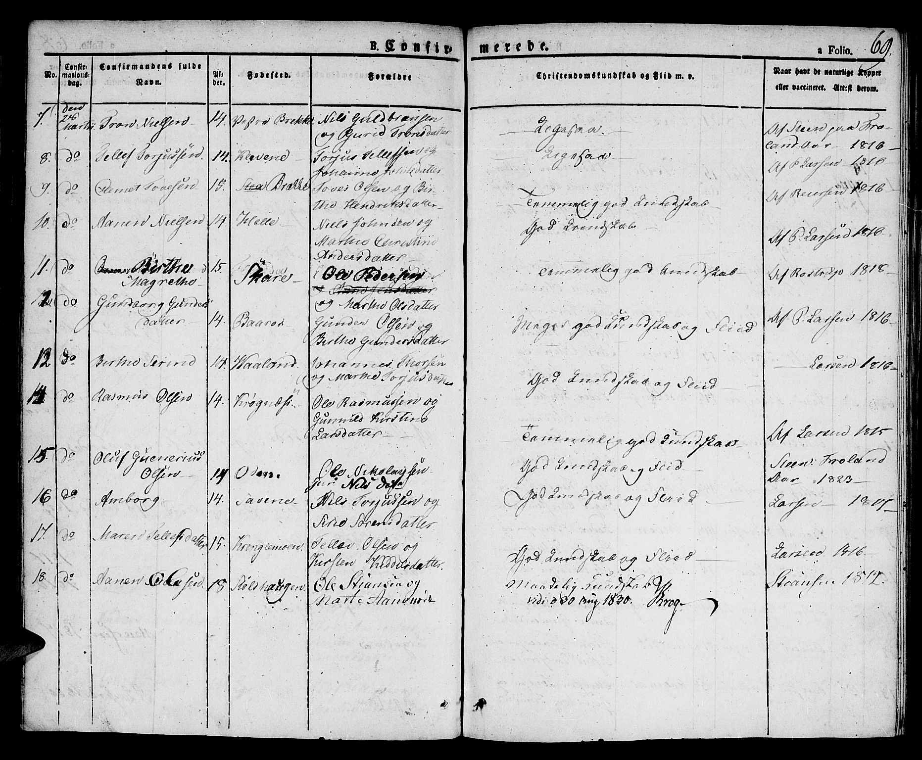 Austre Moland sokneprestkontor, AV/SAK-1111-0001/F/Fa/Faa/L0005: Parish register (official) no. A 5, 1825-1837, p. 69