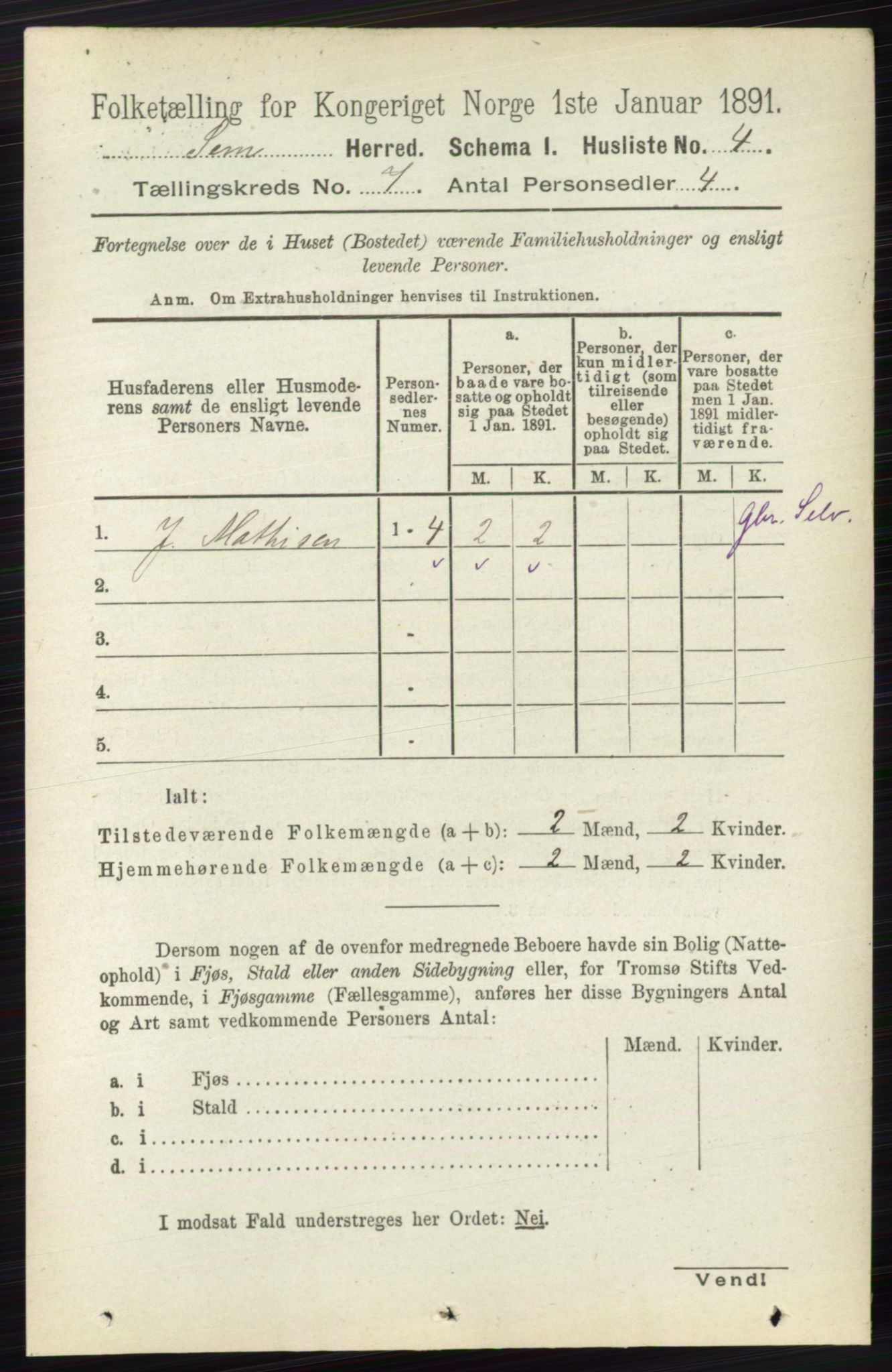 RA, 1891 census for 0721 Sem, 1891, p. 3171