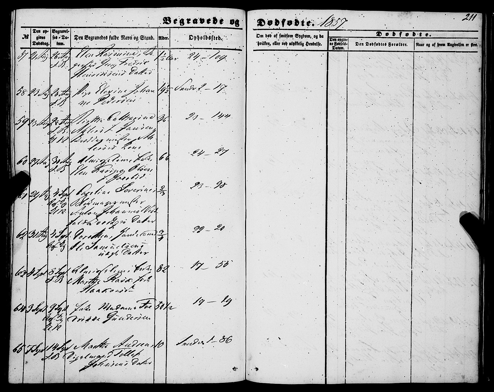 Korskirken sokneprestembete, AV/SAB-A-76101/H/Haa: Parish register (official) no. E 2, 1848-1862, p. 211