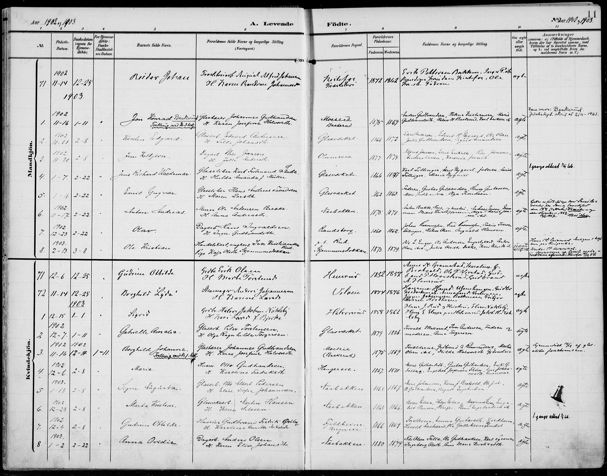 Jevnaker prestekontor, AV/SAH-PREST-116/H/Ha/Haa/L0011: Parish register (official) no. 11, 1902-1913, p. 11