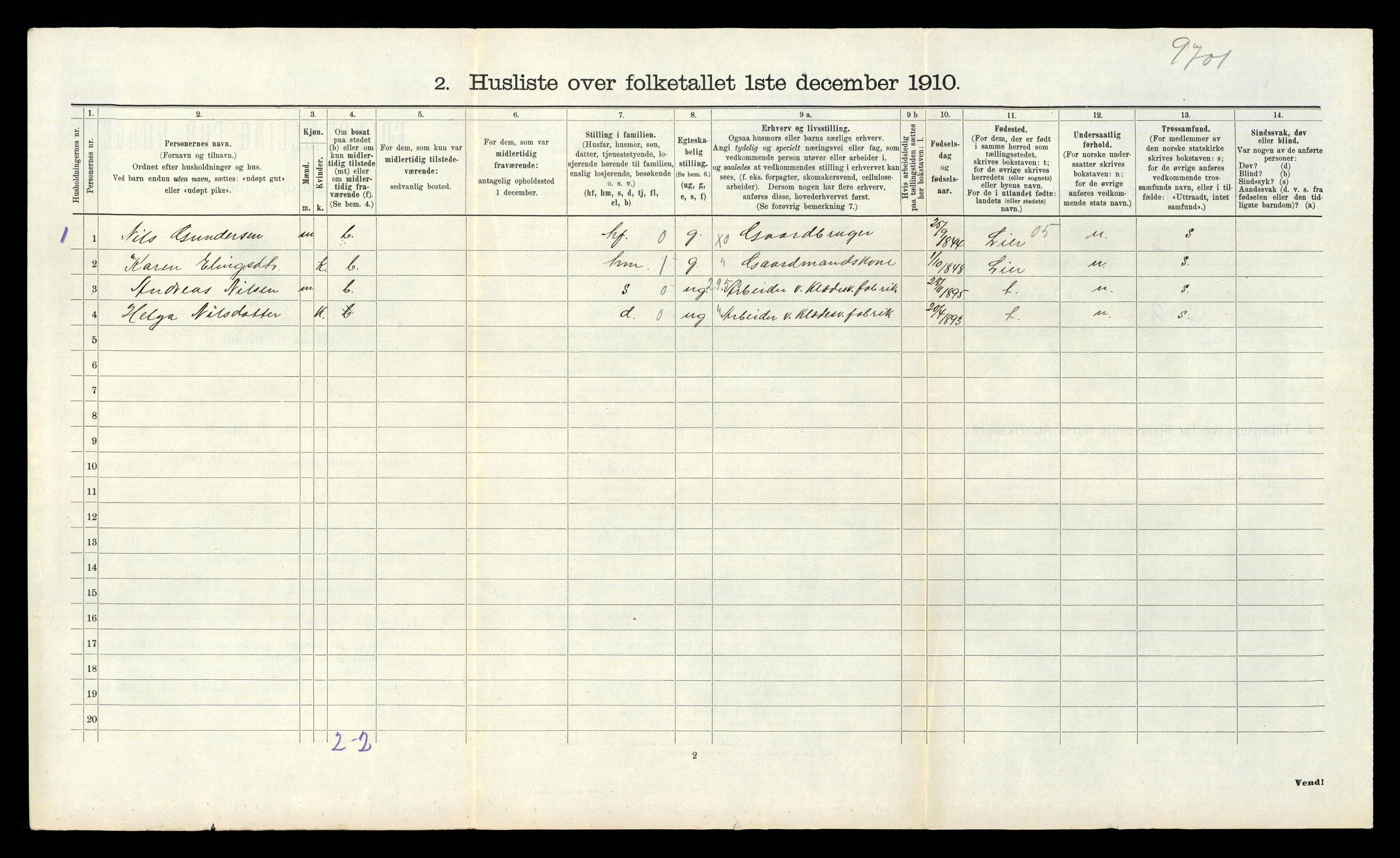 RA, 1910 census for Sande, 1910, p. 714