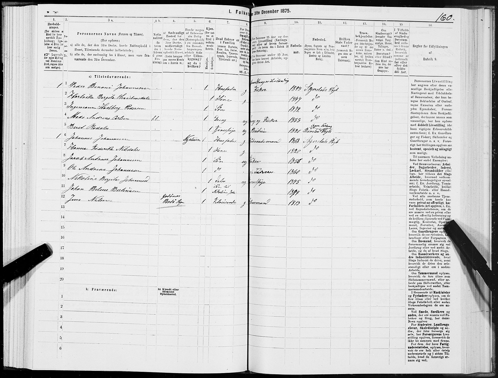 SAT, 1875 census for 1842P Skjerstad, 1875, p. 1160