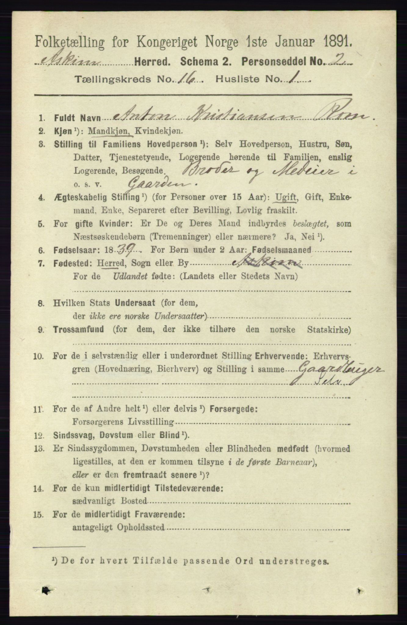 RA, 1891 census for 0124 Askim, 1891, p. 2642