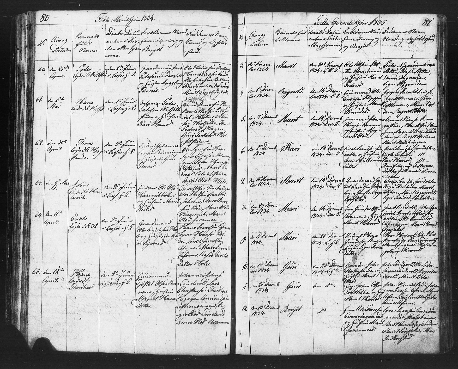 Lesja prestekontor, SAH/PREST-068/H/Ha/Hab/L0002: Parish register (copy) no. 2, 1832-1850, p. 80-81