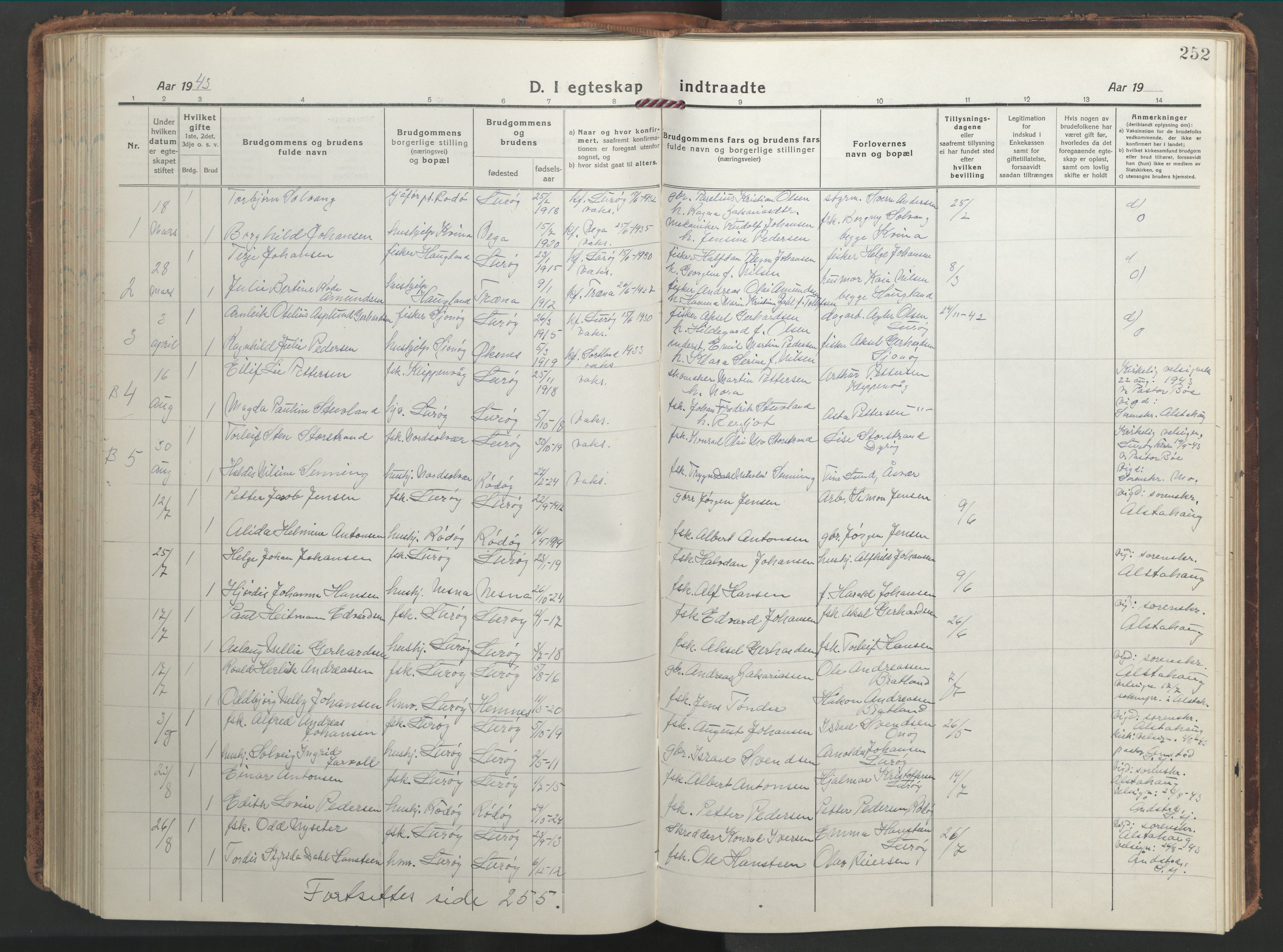 Ministerialprotokoller, klokkerbøker og fødselsregistre - Nordland, AV/SAT-A-1459/839/L0574: Parish register (copy) no. 839C04, 1918-1950, p. 252