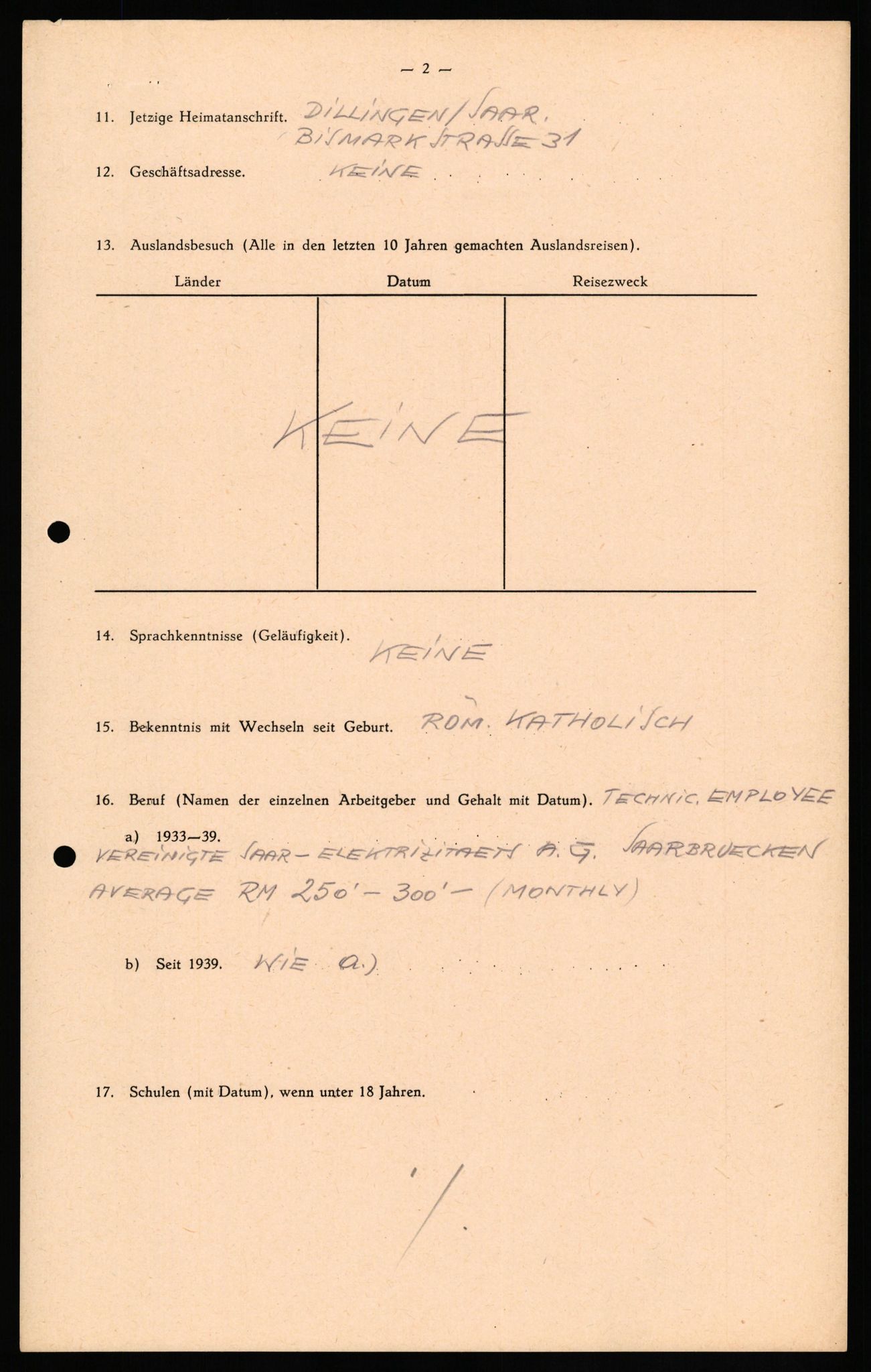 Forsvaret, Forsvarets overkommando II, AV/RA-RAFA-3915/D/Db/L0034: CI Questionaires. Tyske okkupasjonsstyrker i Norge. Tyskere., 1945-1946, p. 446