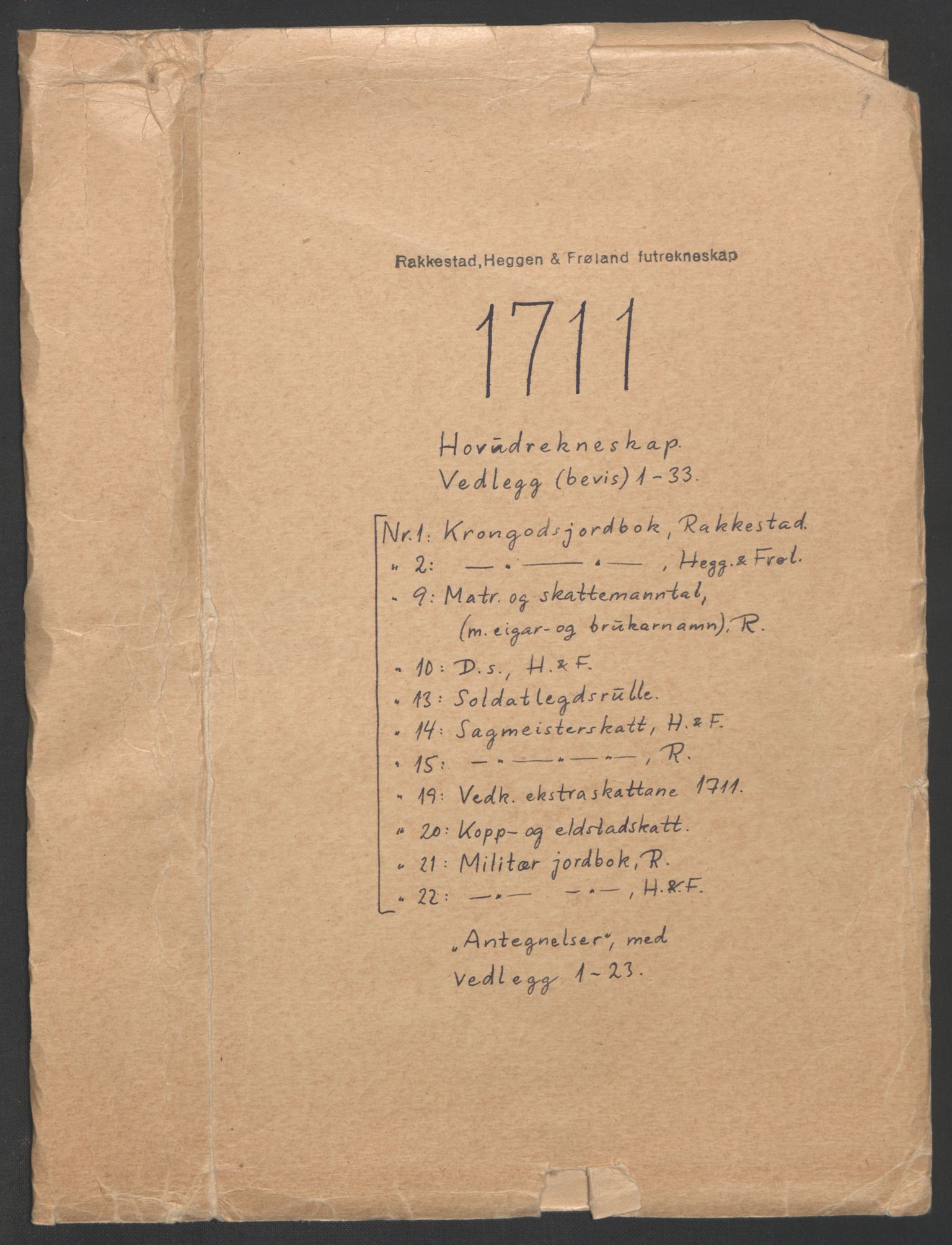 Rentekammeret inntil 1814, Reviderte regnskaper, Fogderegnskap, AV/RA-EA-4092/R07/L0303: Fogderegnskap Rakkestad, Heggen og Frøland, 1711, p. 2