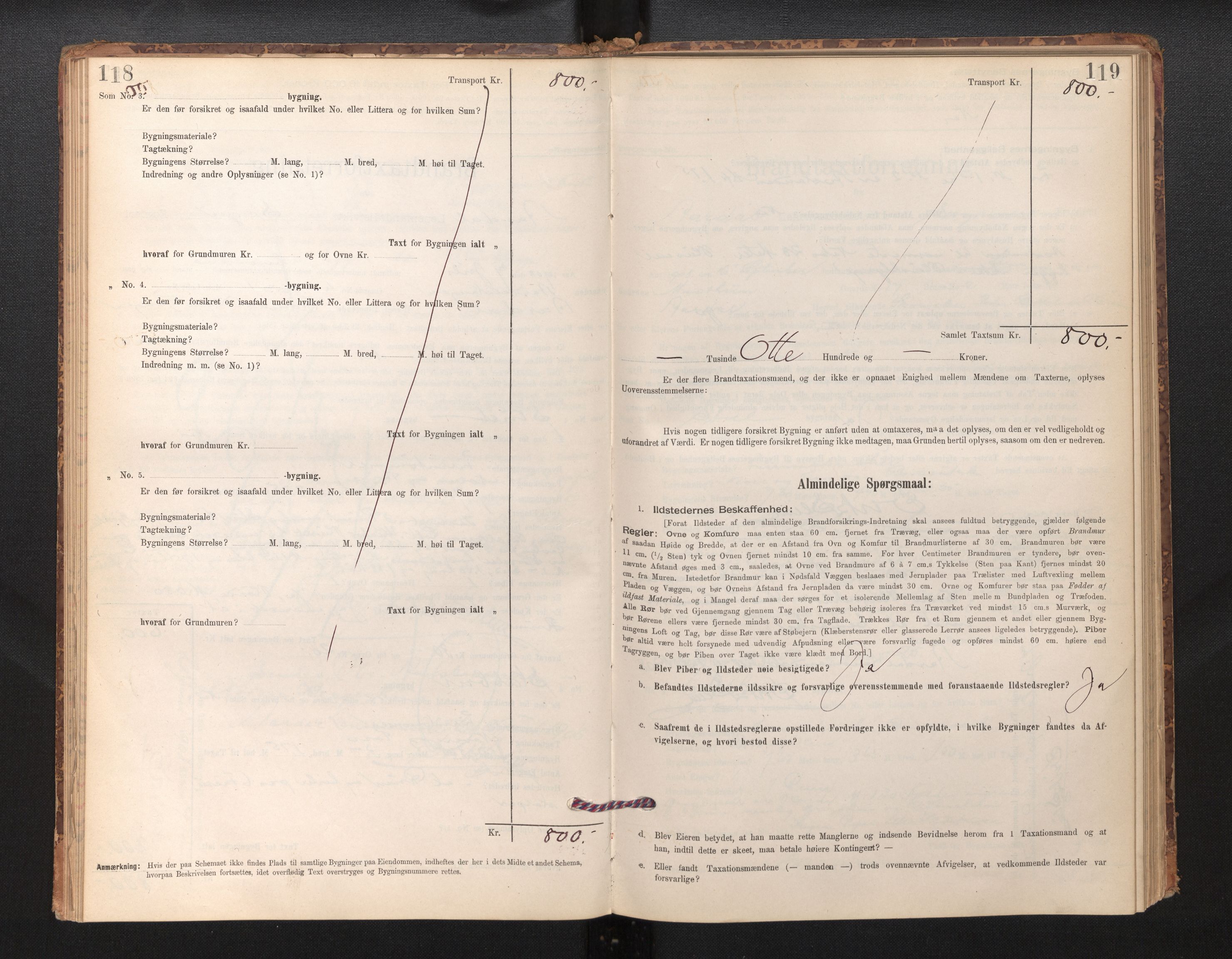 Lensmannen i Årdal, AV/SAB-A-30501/0012/L0008: Branntakstprotokoll, skjematakst, 1895-1915, p. 118-119