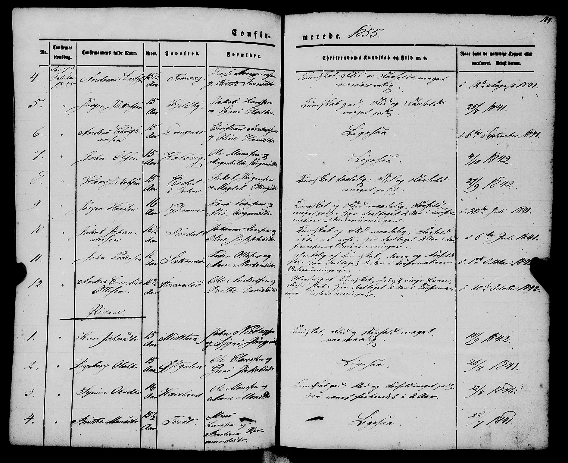 Gulen sokneprestembete, AV/SAB-A-80201/H/Haa/Haaa/L0021: Parish register (official) no. A 21, 1848-1858, p. 169