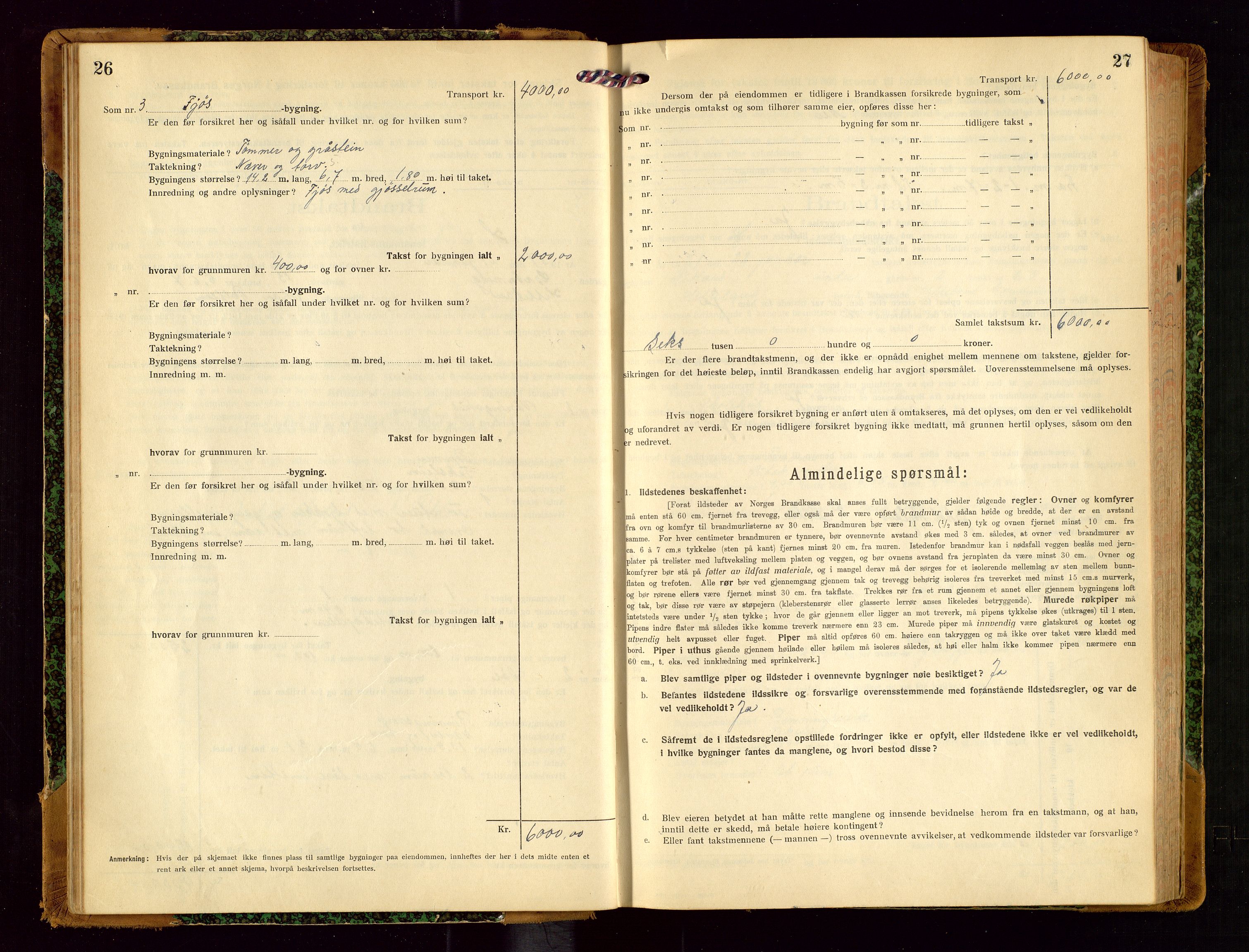 Helleland lensmannskontor, AV/SAST-A-100209/Gob/L0002: "Brandtakstprotokoll", 1921-1930, p. 26-27