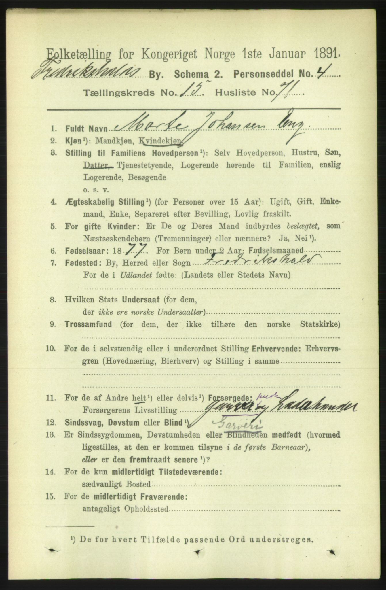 RA, 1891 census for 0101 Fredrikshald, 1891, p. 10264