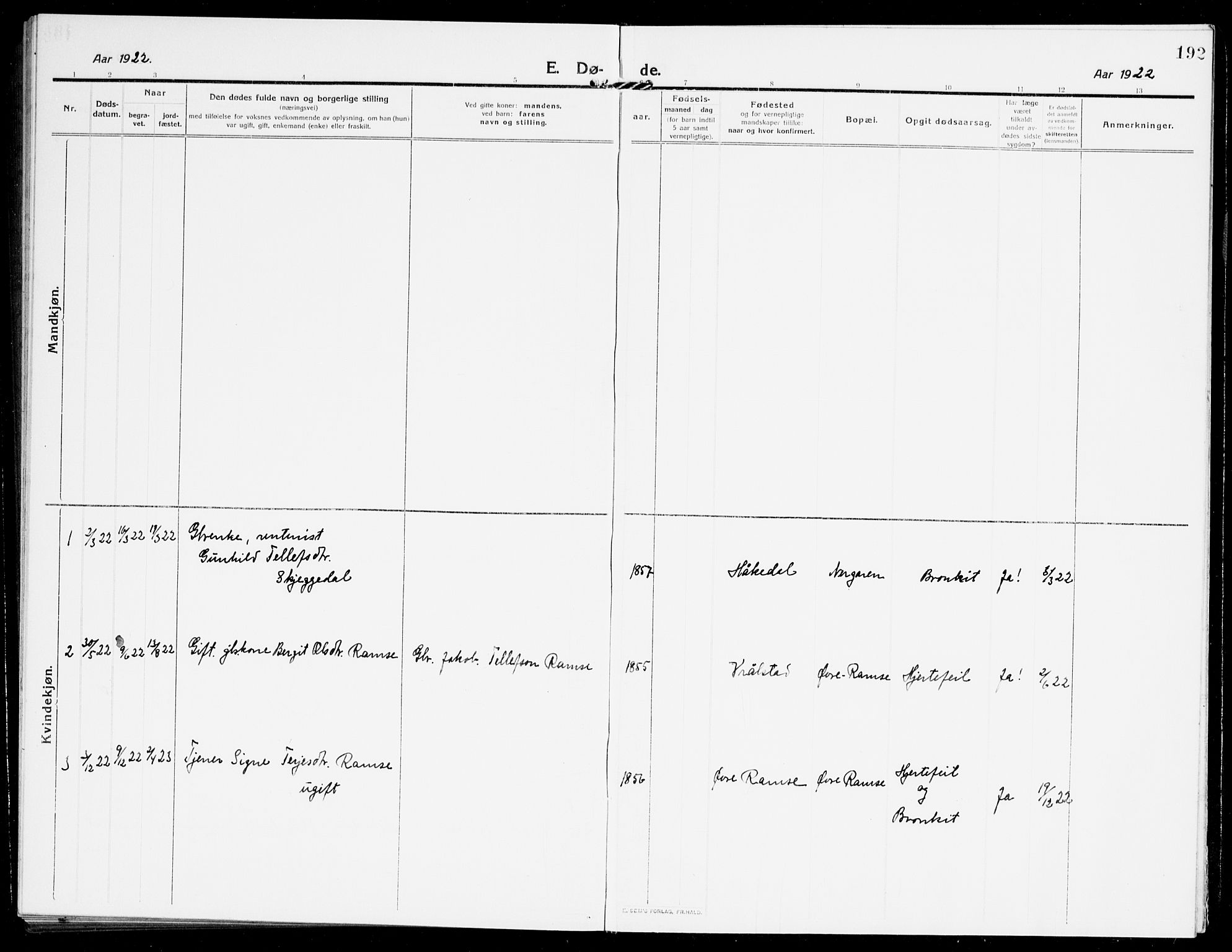 Åmli sokneprestkontor, AV/SAK-1111-0050/F/Fb/Fbb/L0003: Parish register (copy) no. B 3, 1906-1941, p. 192