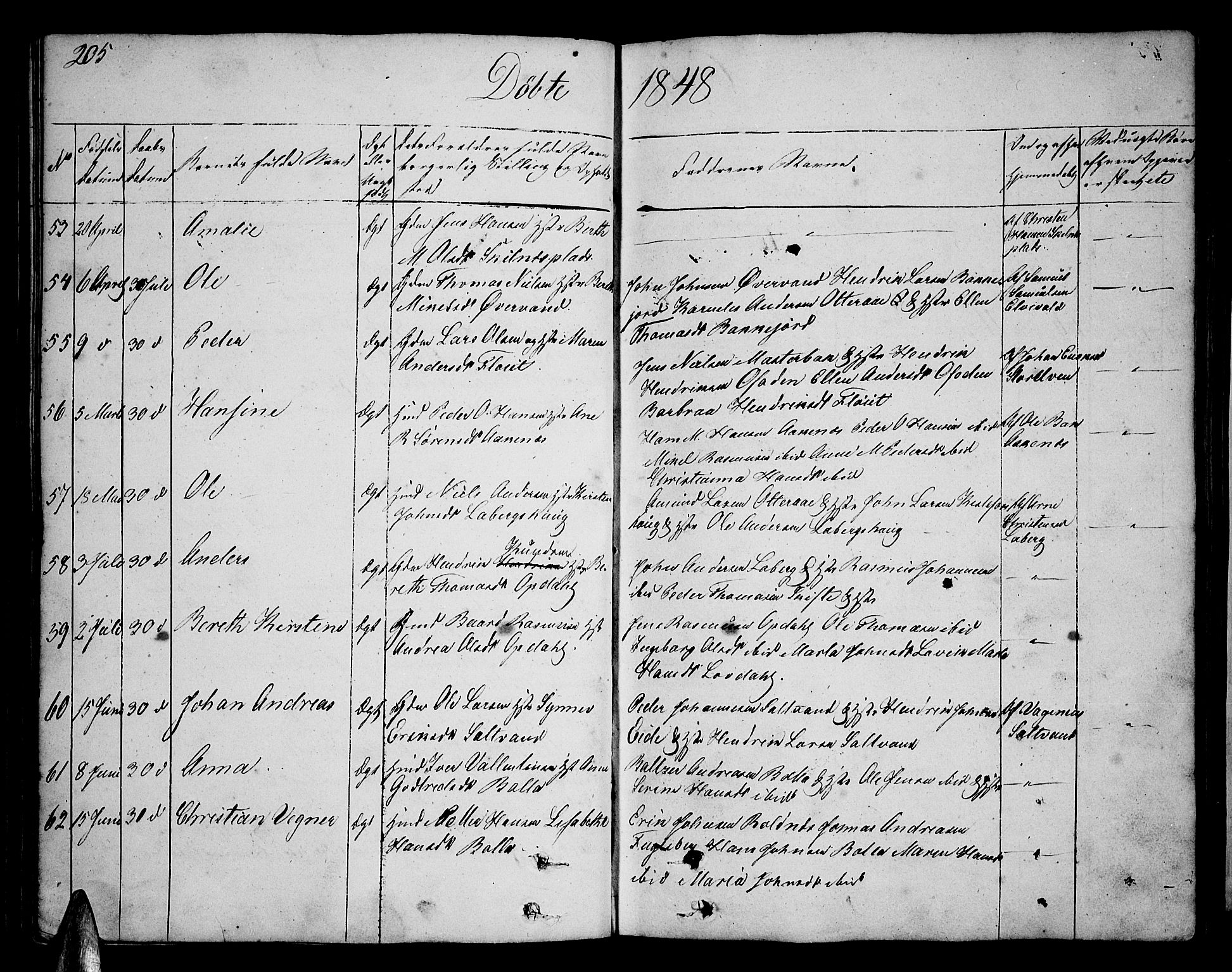 Ibestad sokneprestembete, SATØ/S-0077/H/Ha/Hab/L0003klokker: Parish register (copy) no. 3, 1833-1852, p. 205