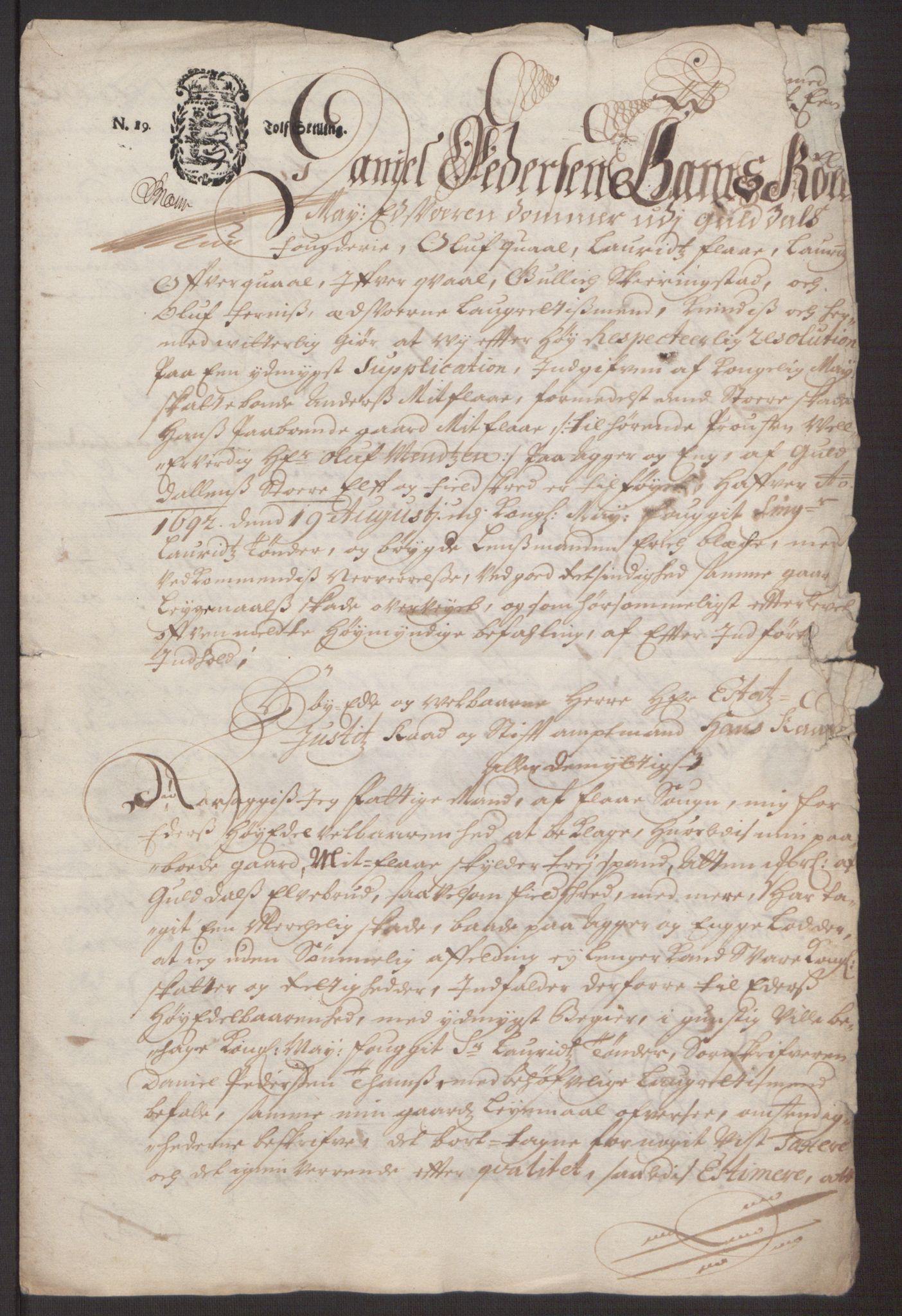 Rentekammeret inntil 1814, Reviderte regnskaper, Fogderegnskap, AV/RA-EA-4092/R59/L3942: Fogderegnskap Gauldal, 1692, p. 291