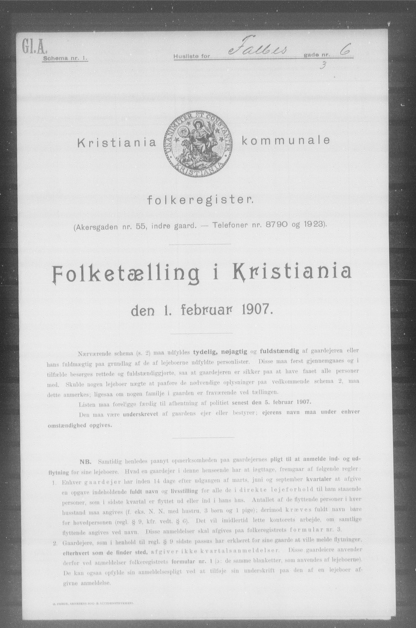 OBA, Municipal Census 1907 for Kristiania, 1907, p. 11716