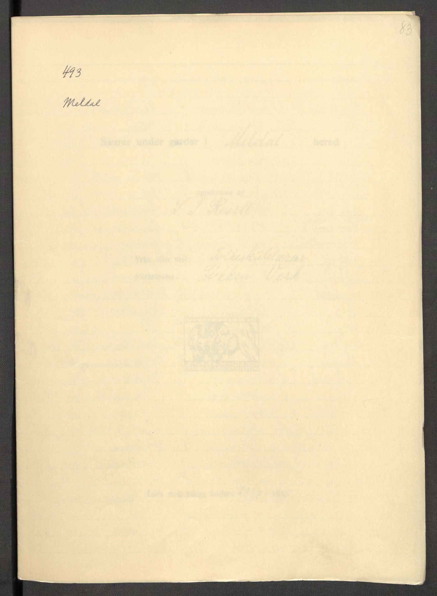 Instituttet for sammenlignende kulturforskning, RA/PA-0424/F/Fc/L0013/0004: Eske B13: / Sør-Trøndelag (perm XXXVIII), 1933-1936, p. 83